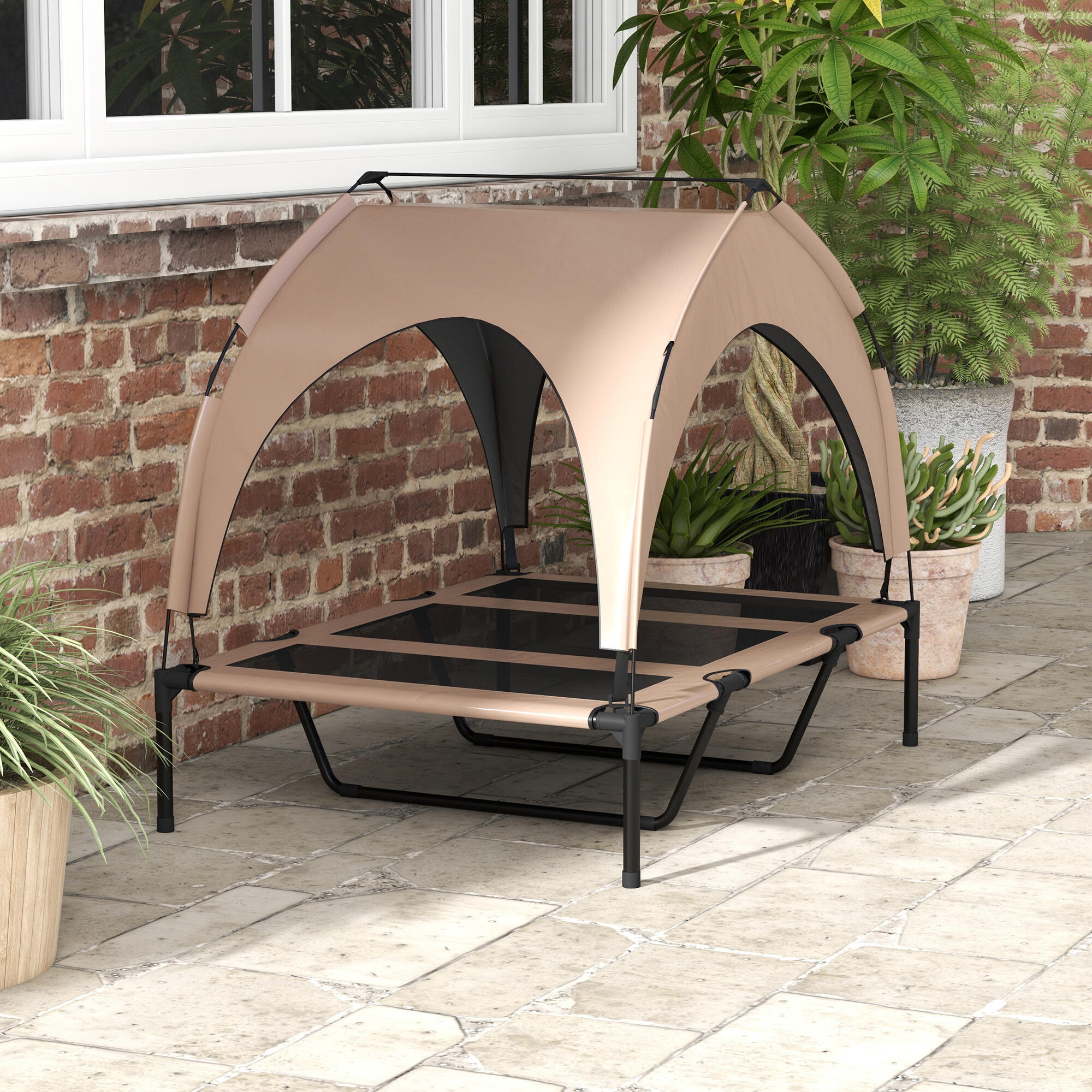 Cama Perros Elevada PawHut 106x76x94 cm Café 5/7