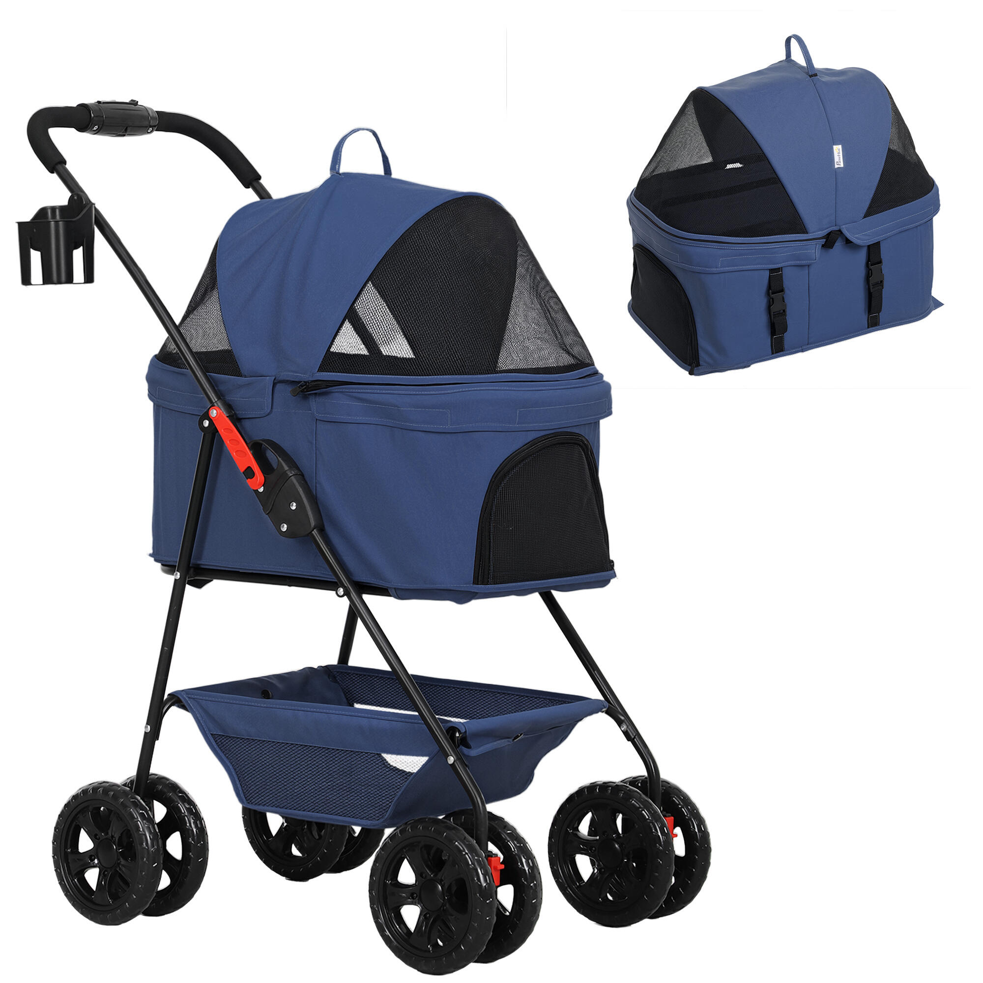 PAWHUT Carrinho de passeio para animais de estimação 76x50x102 cm azul PawHut