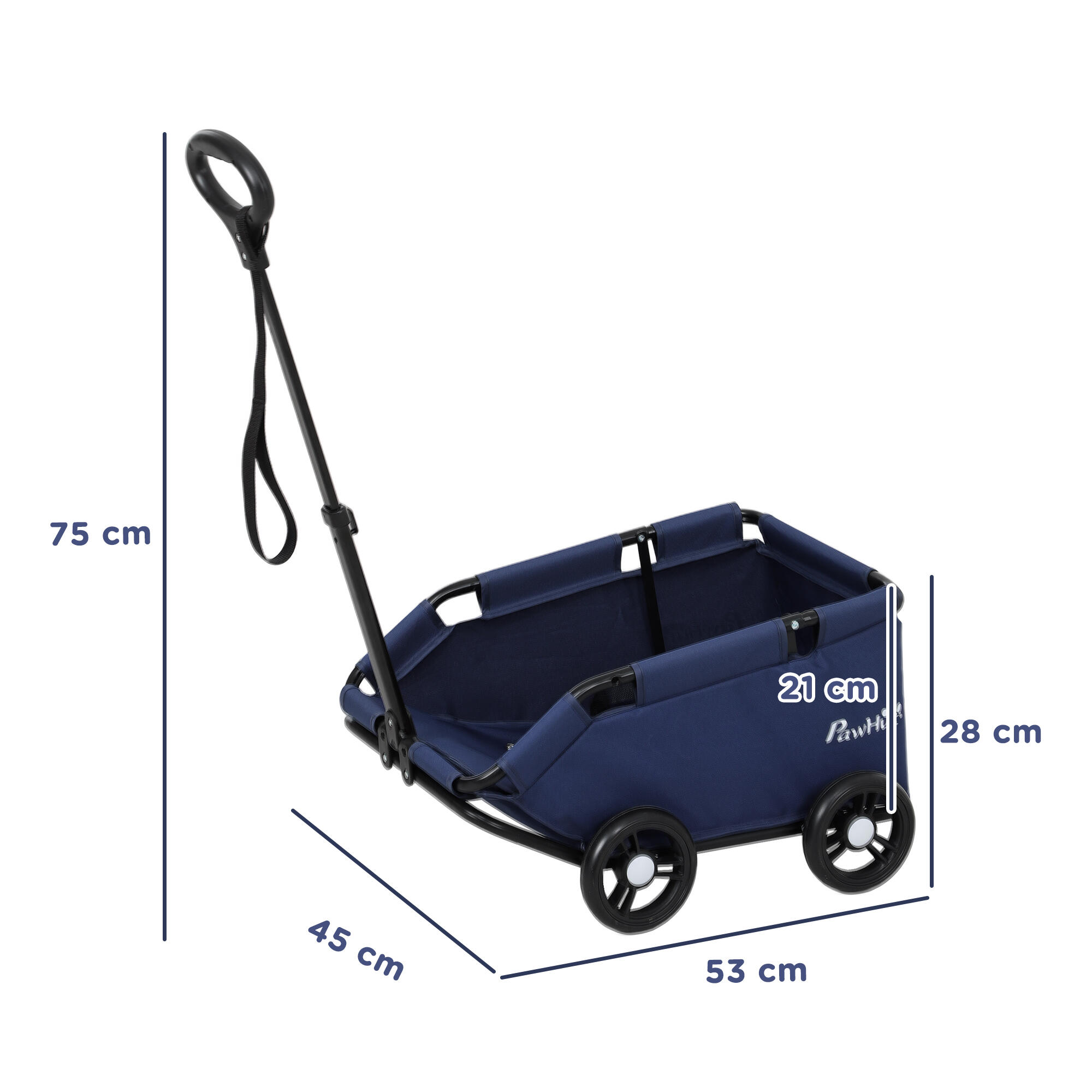 Cochecito para Perros PawHut 53x45x28 cm Azul 3/7