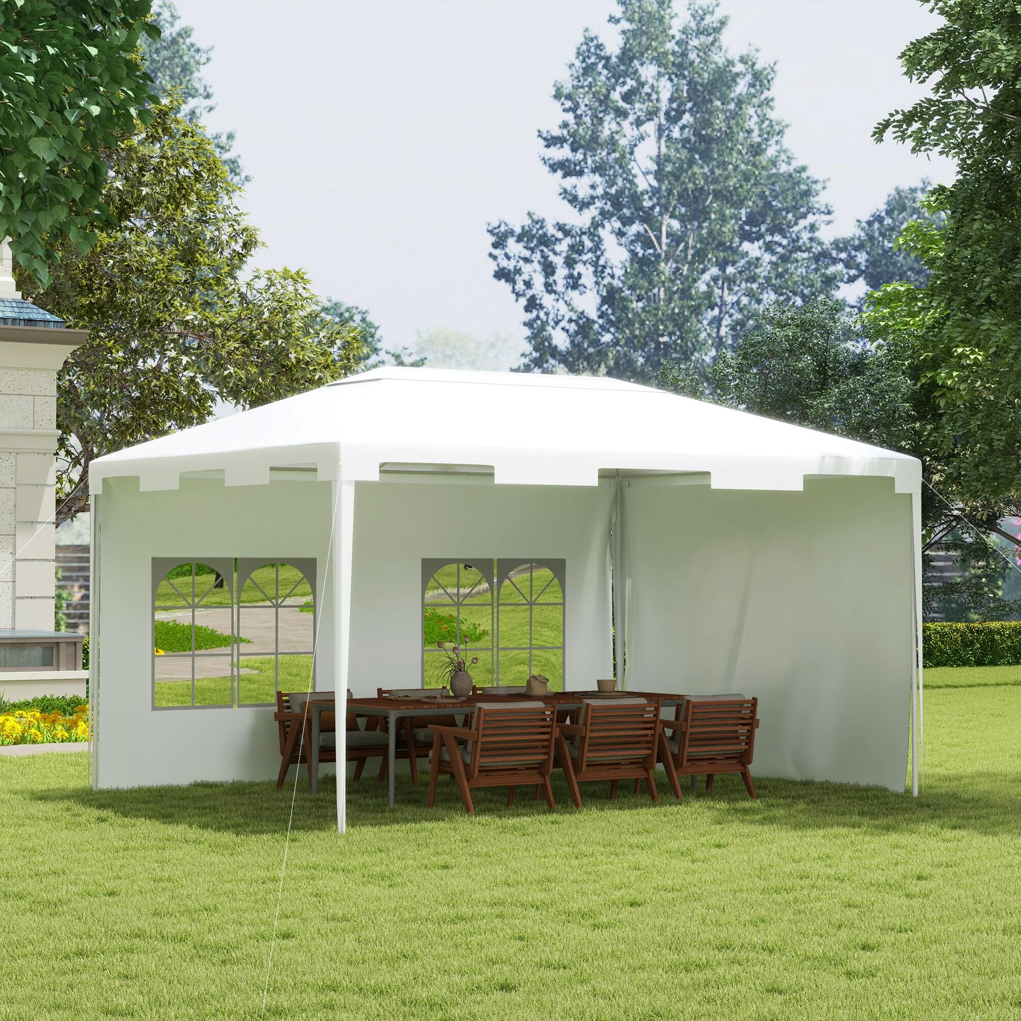 Tenda de jardim 395x295x255 cm branco Outsunny 2/7