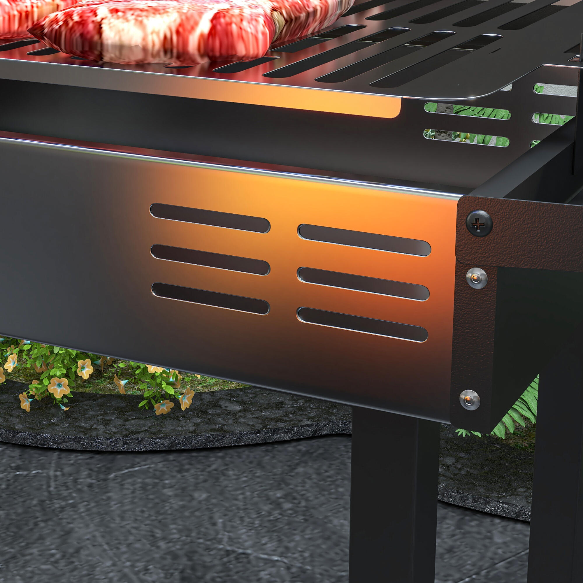 Barbecue a carvão 118x32x90 cm preto e prata Outsunny 4/7