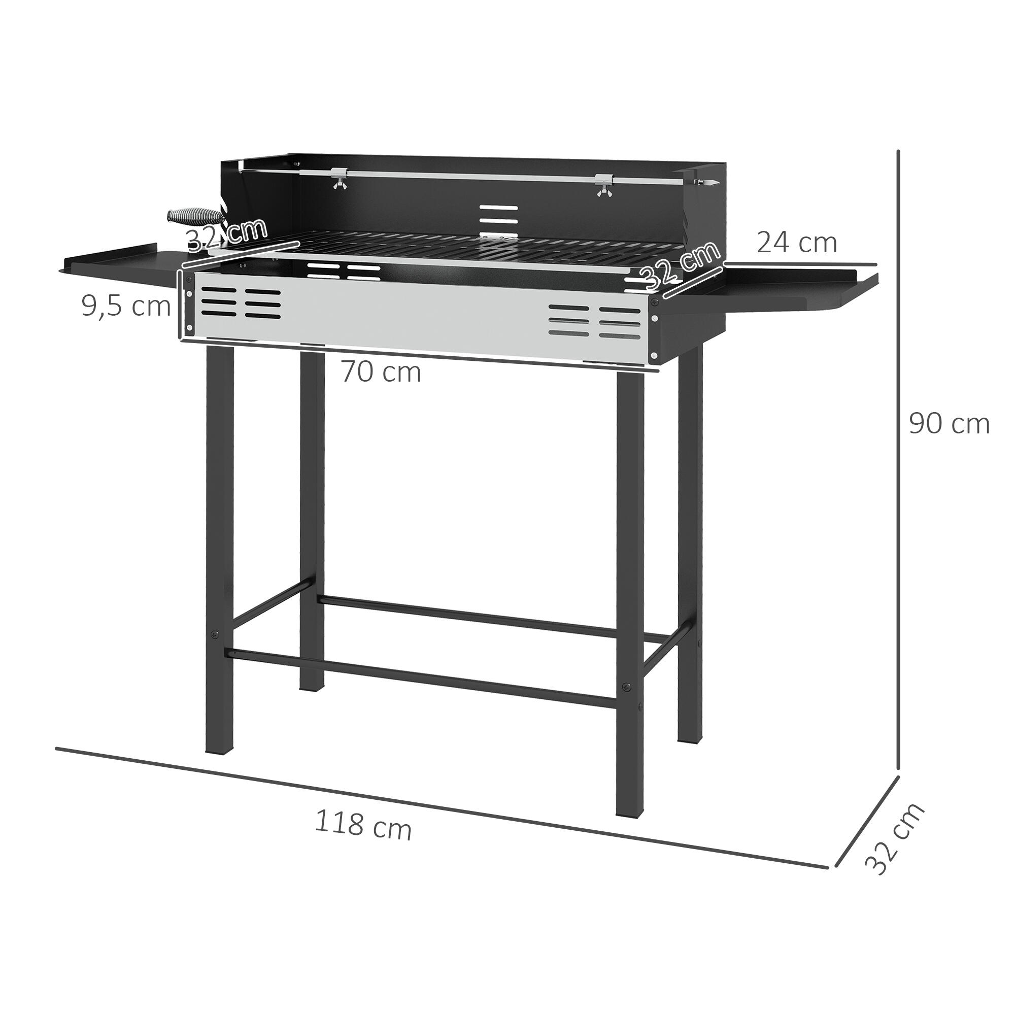 Barbecue a carvão 118x32x90 cm preto e prata Outsunny 3/7