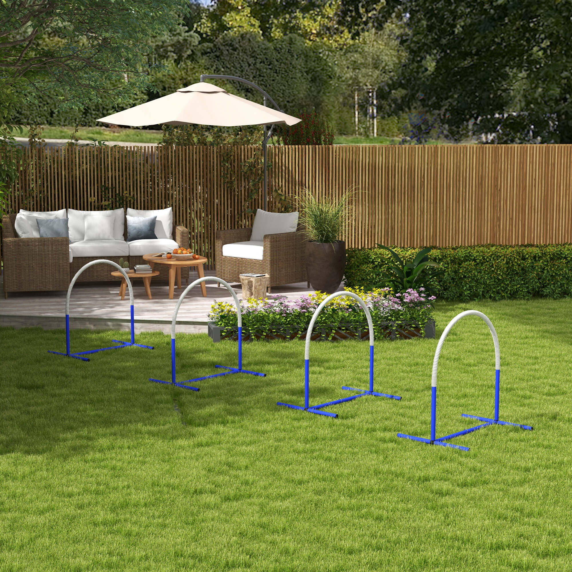 Conjunto de Entrenamiento PawHut 88x64x95 cm Azul y Blanco 2/7