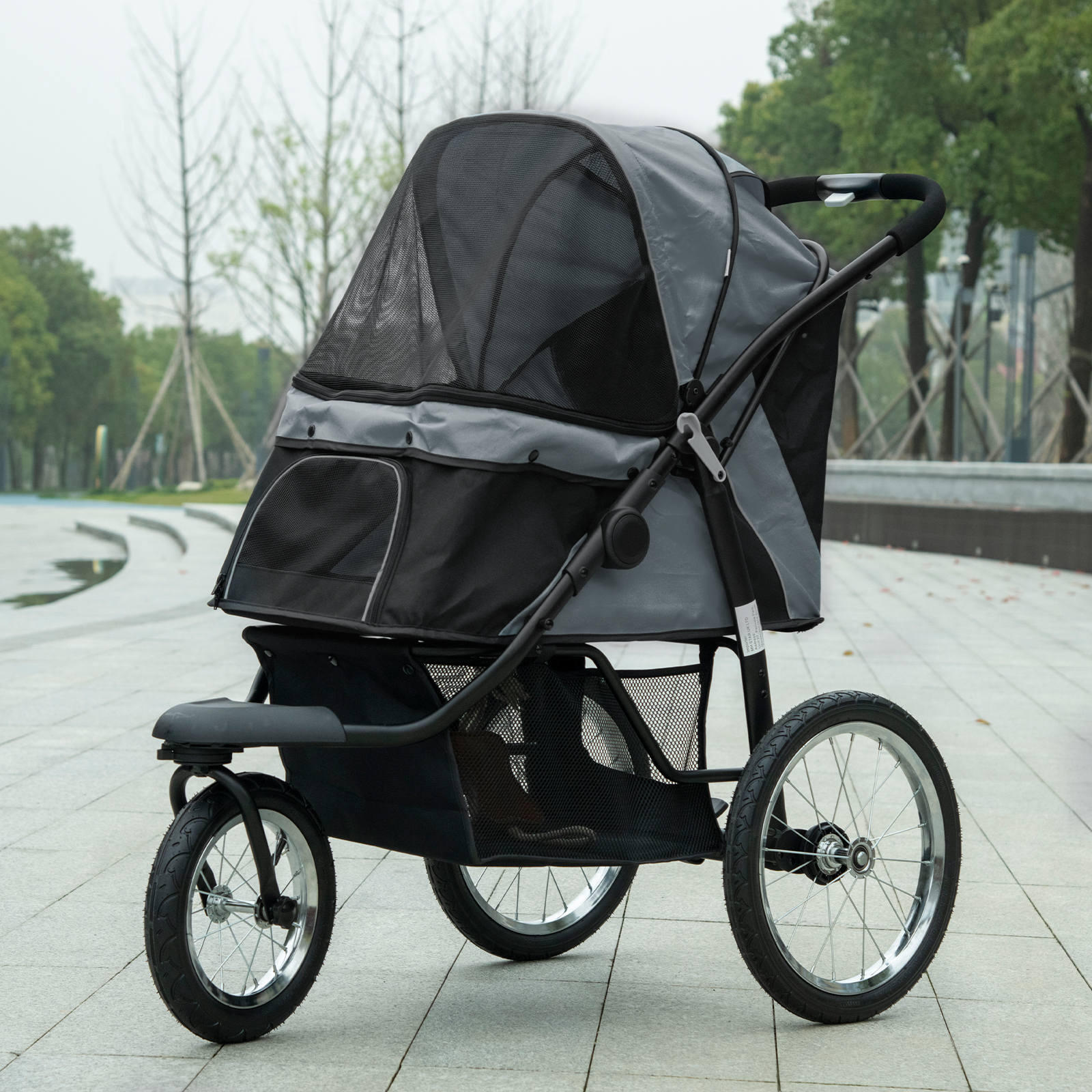 Cochecito para Perros PawHut 111x58x107 cm Gris 2/7