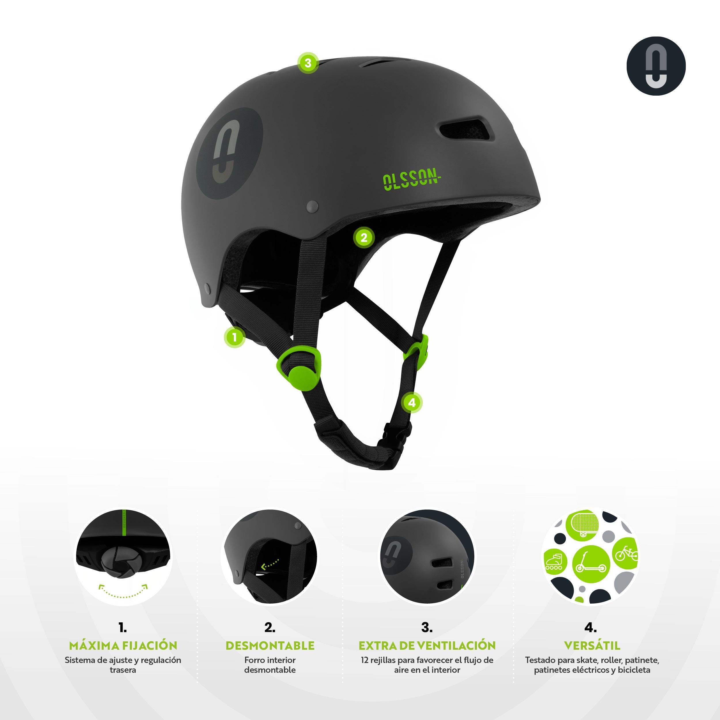 Capacete scooter OLSSON URBAN RIDER Antracite 56-58cm skate Patins bicicleta 3/7