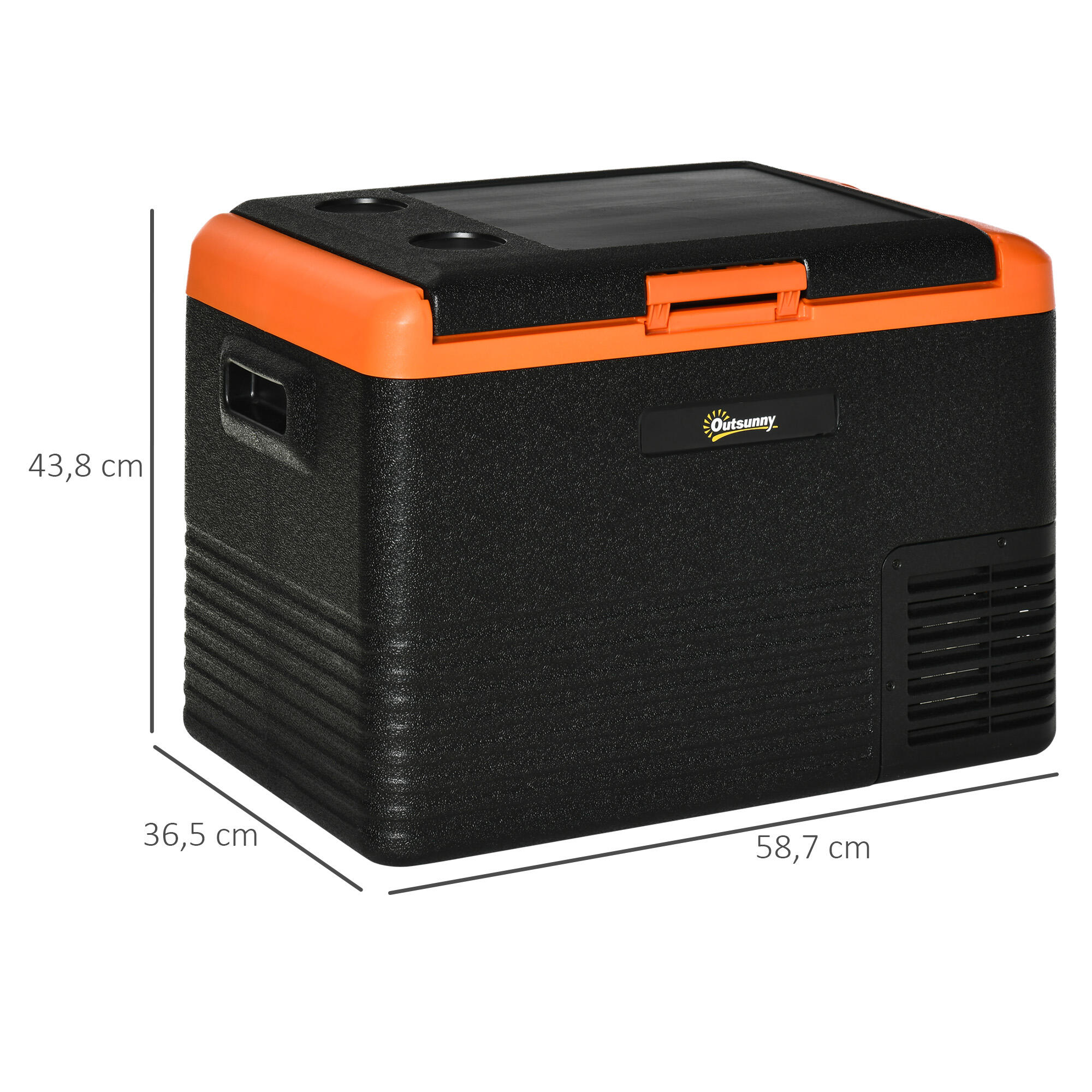 Geleira portátil 58,7x36,5x43,8 cm preto e laranja Outsunny 3/7