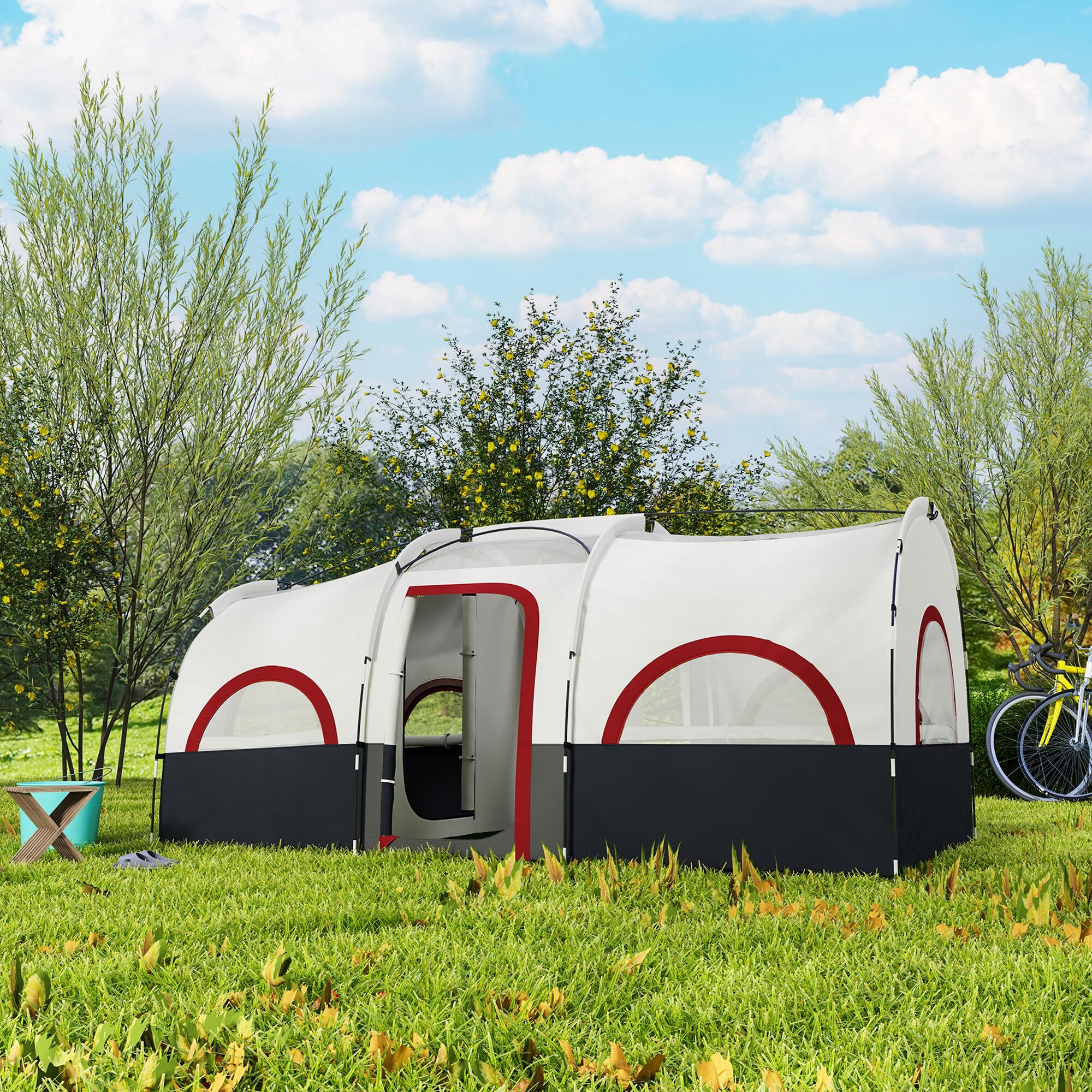 Tienda de Campaña Outsunny 435x251x195 cm Gris Oscuro y Blanco 5/7