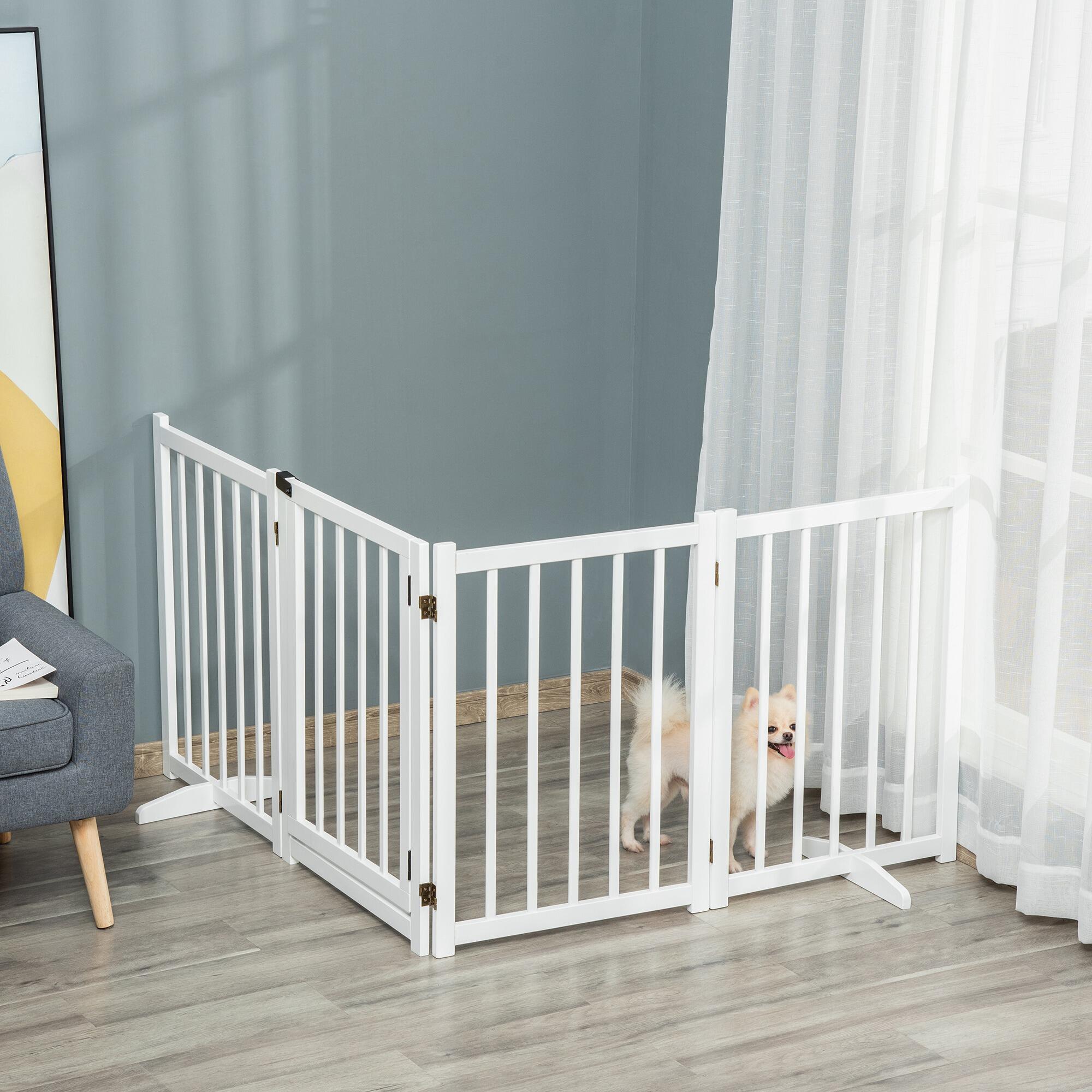 Barrera para Perros PawHut 237.5x36x80 cm Blanco 5/7