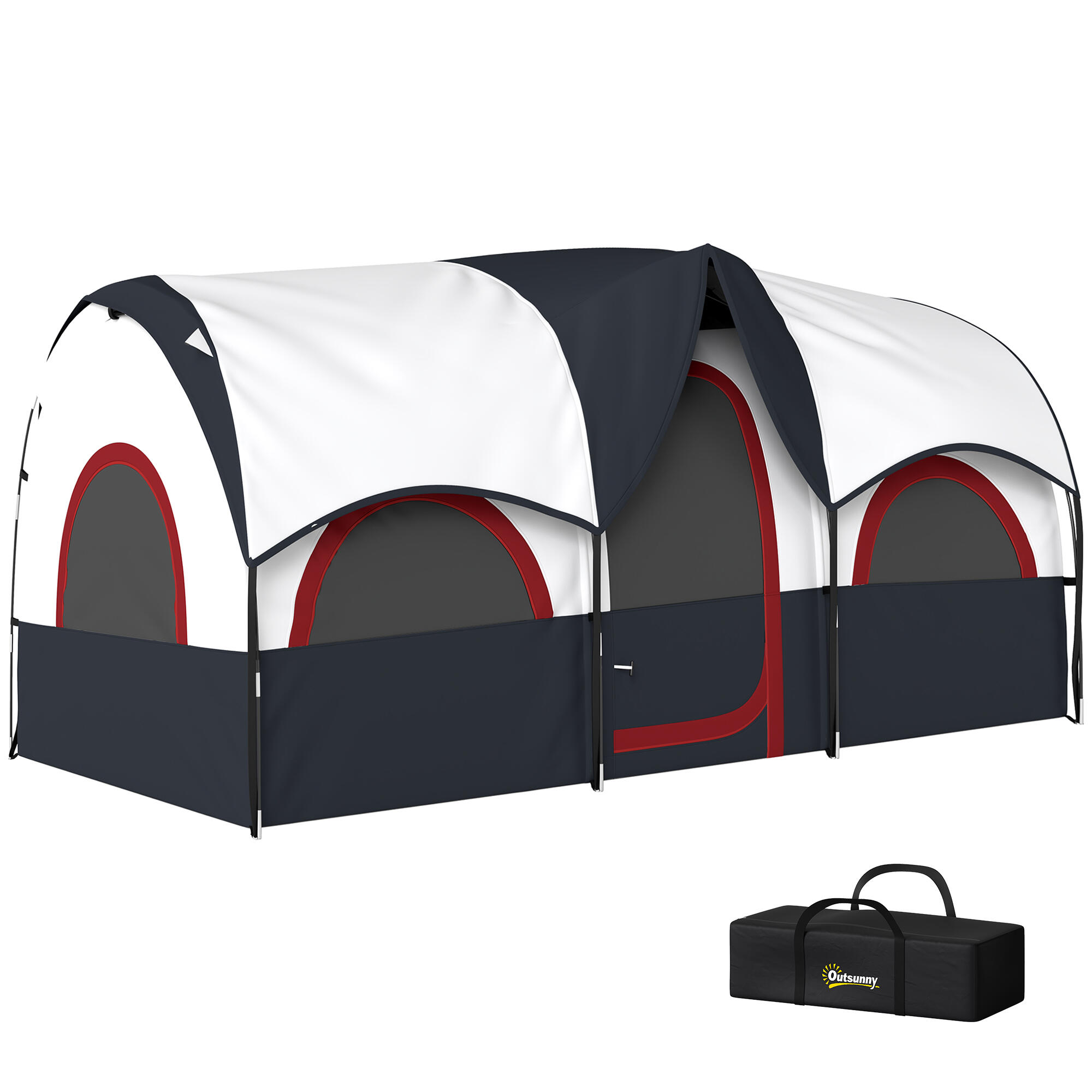 Tenda campismo 435x251x195 cm cinza escuro/cinza de carvão outsunny