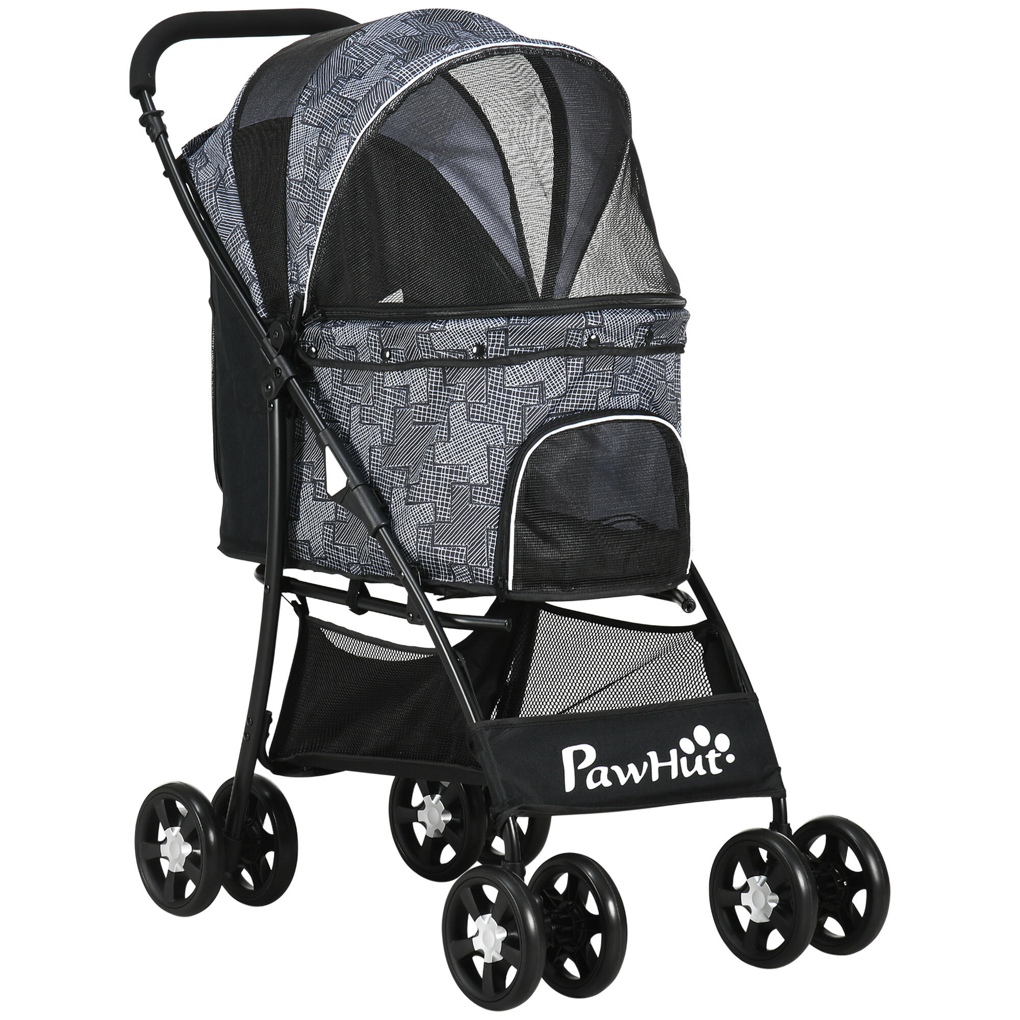 PAWHUT Carrinho de passeio para animais de estimação 81x48x99 cm cinzento PawHut