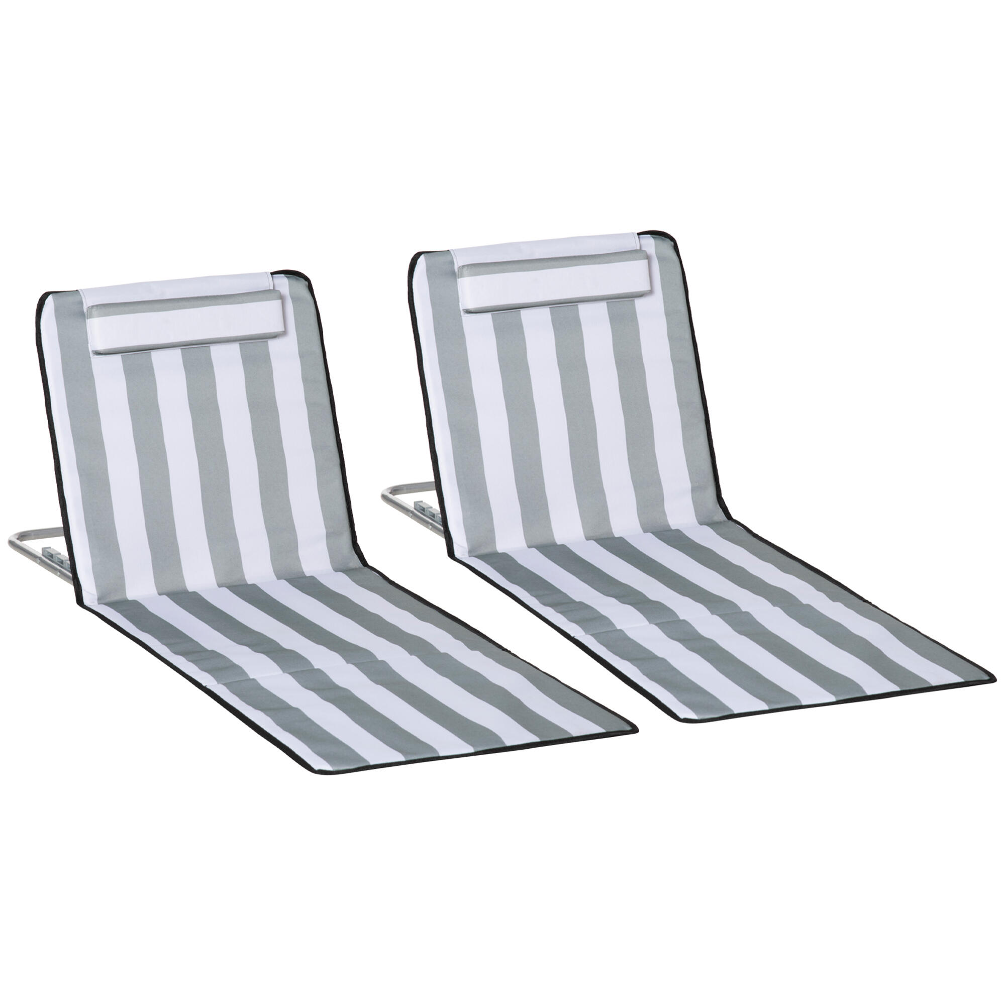 Conjunto de 2 esteiras de praia 48x134x33-43 cm branco e cinza Outsunny