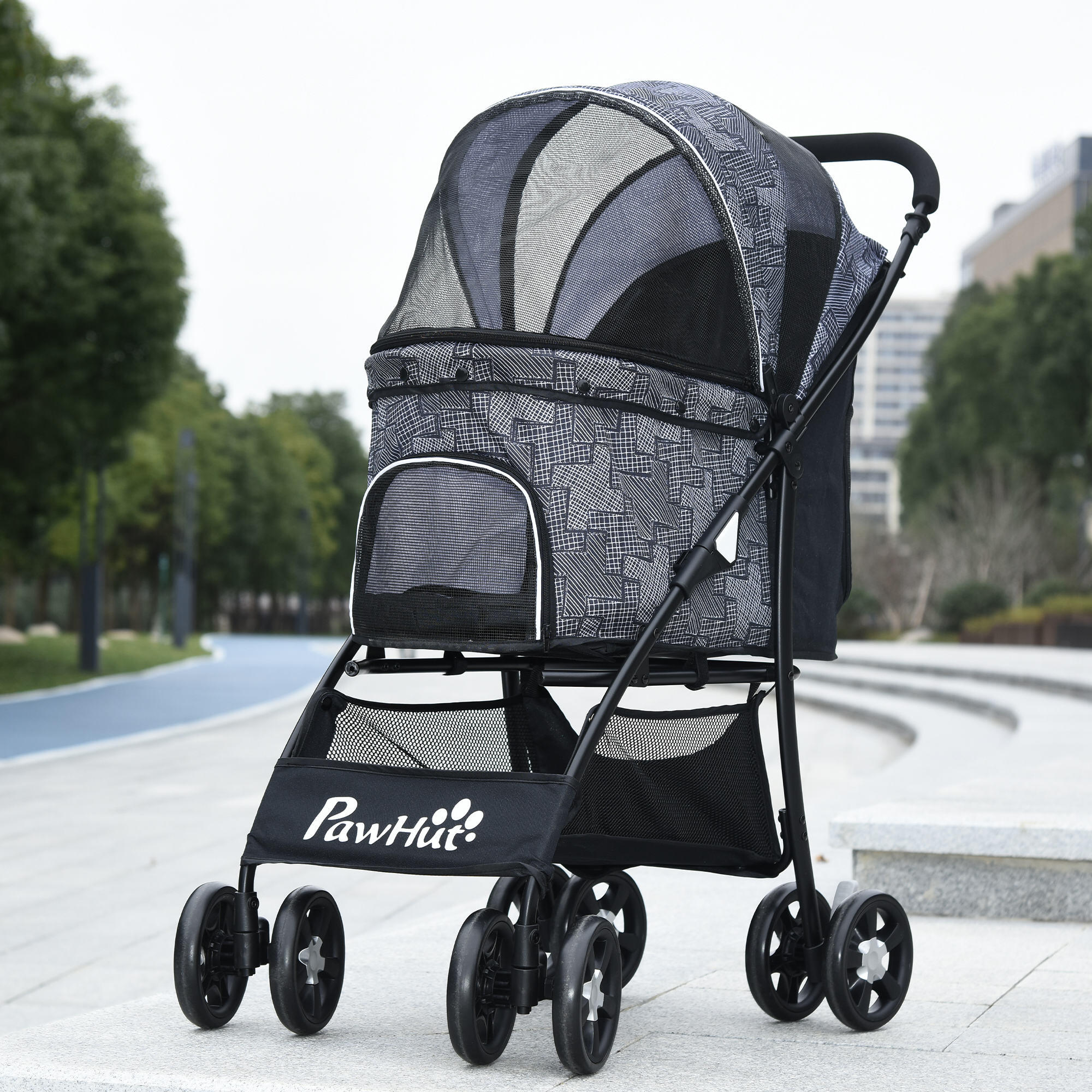 Cochecito para Perros PawHut 81x48x99 cm Gris 2/7