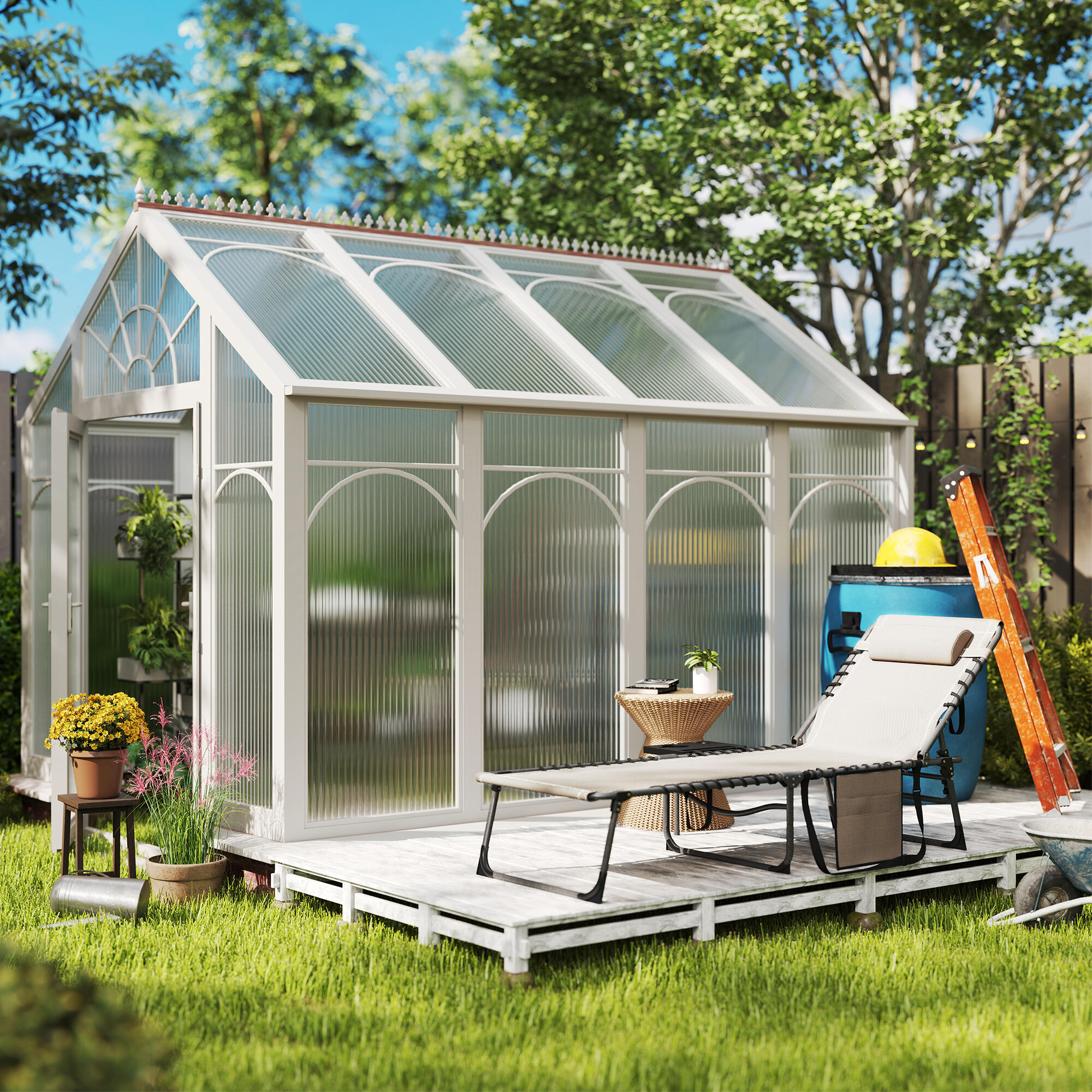 Espreguiçadeira 60x190x31 cm creme branco Outsunny 7/7