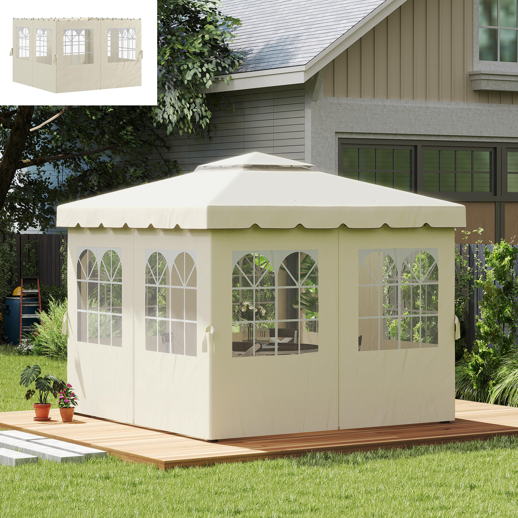Laterales para Carpa Outsunny 302x205 cm Crema 2/7