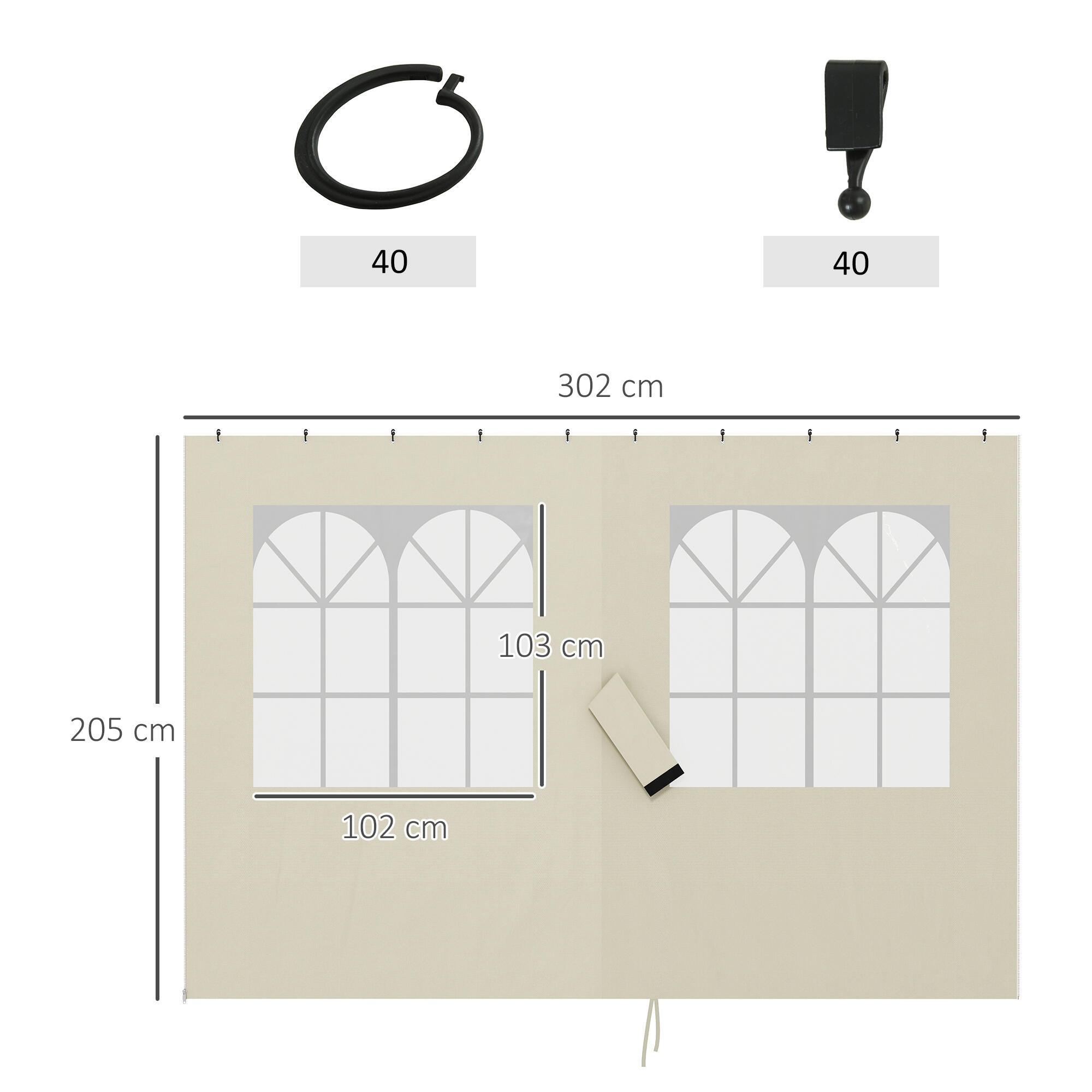 Laterales para Carpa Outsunny 302x205 cm Crema 3/7