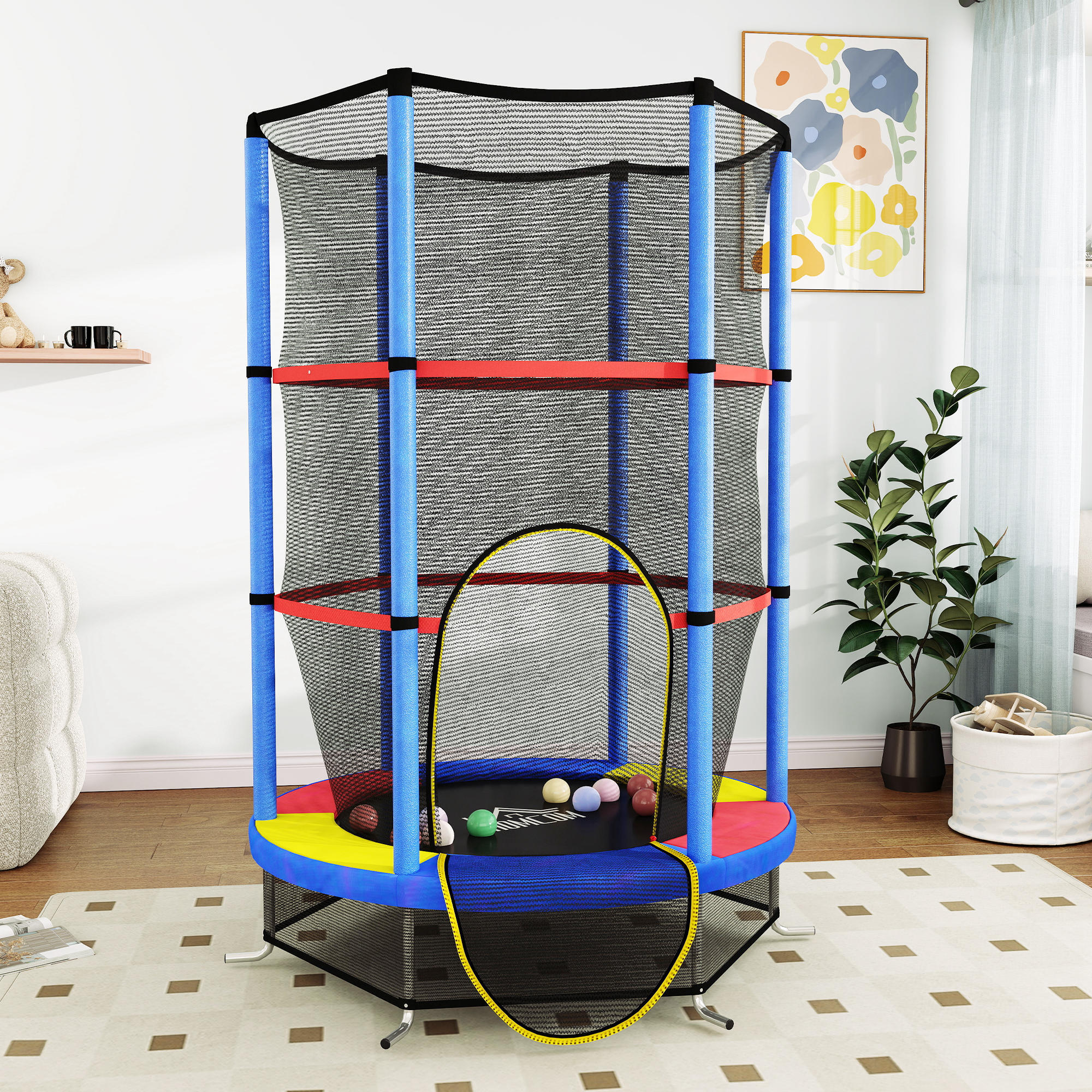 Trampolim para crianças ø140x190 cm vermelho HOMCOM 2/7
