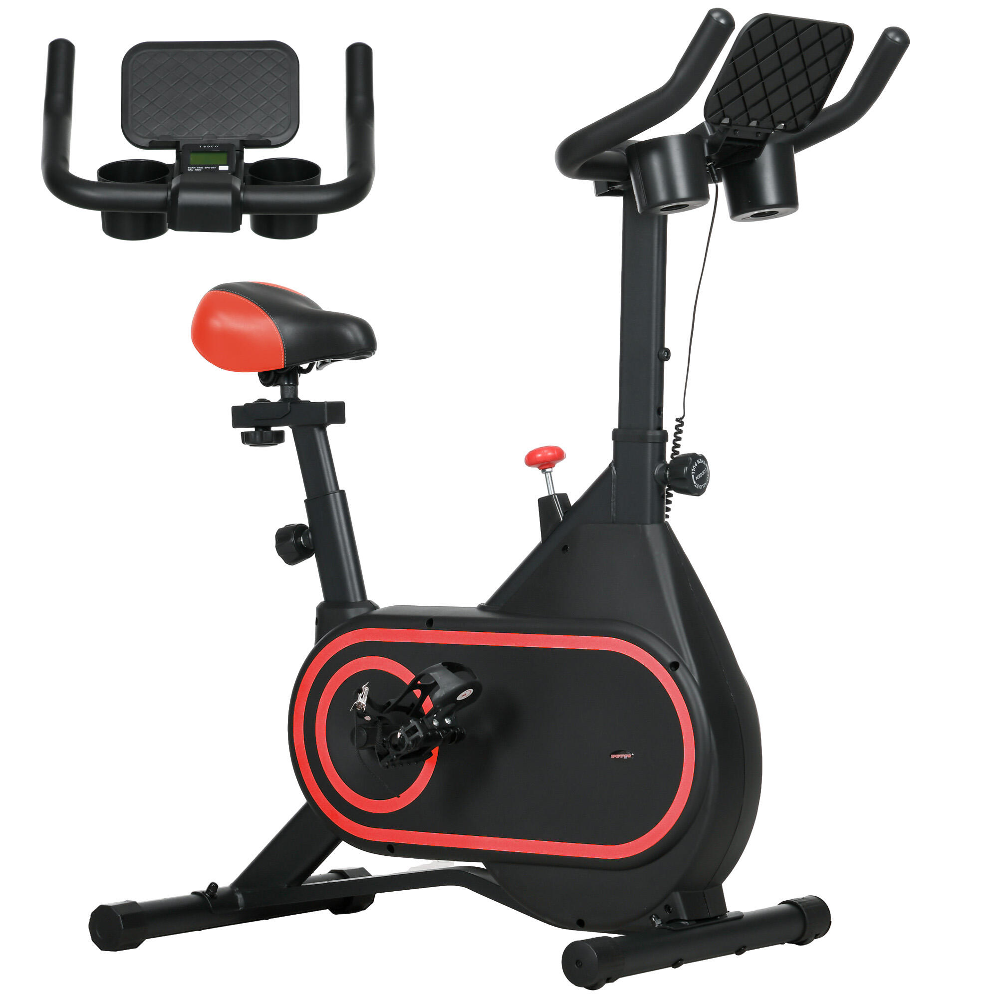 Bicicleta estática 93x48,5x102-112 cm vermelho e preto SPORTNOW