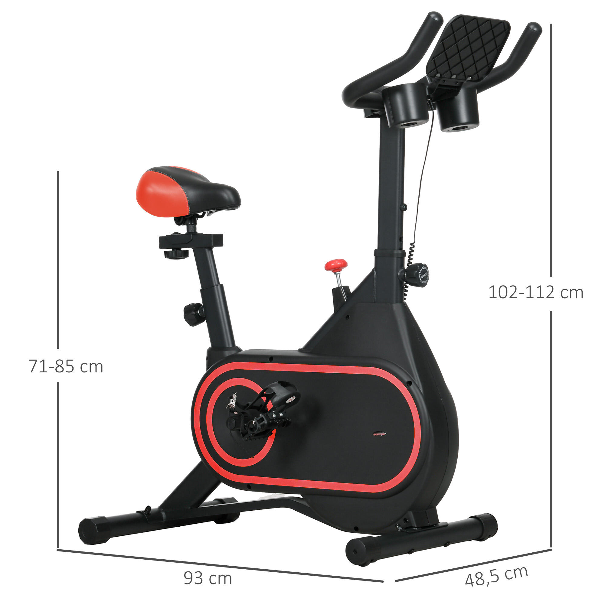 Bicicleta Estática SPORTNOW 93x48.5x112 cm Negro y Rojo 3/7