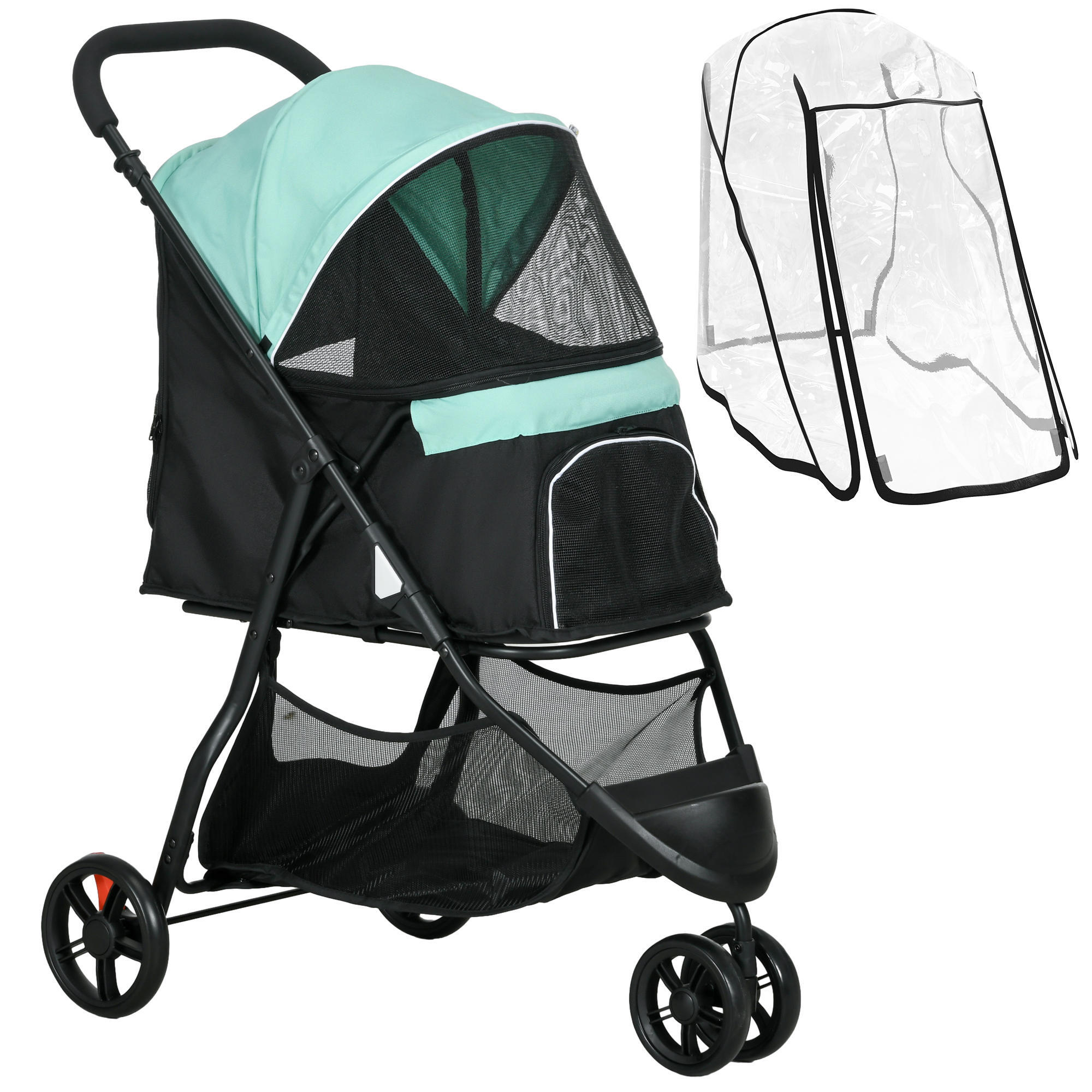 PAWHUT Carrinho de passeio para animais de estimação 80,5x51,5x100 cm verde PawHut