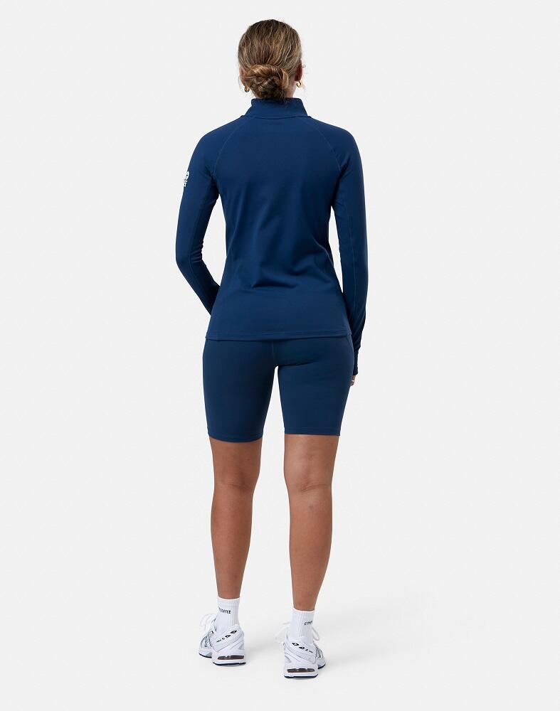Gym + Coffee Relentless Women's 1/4 Zip Jacket - Petrol Blue 3/4