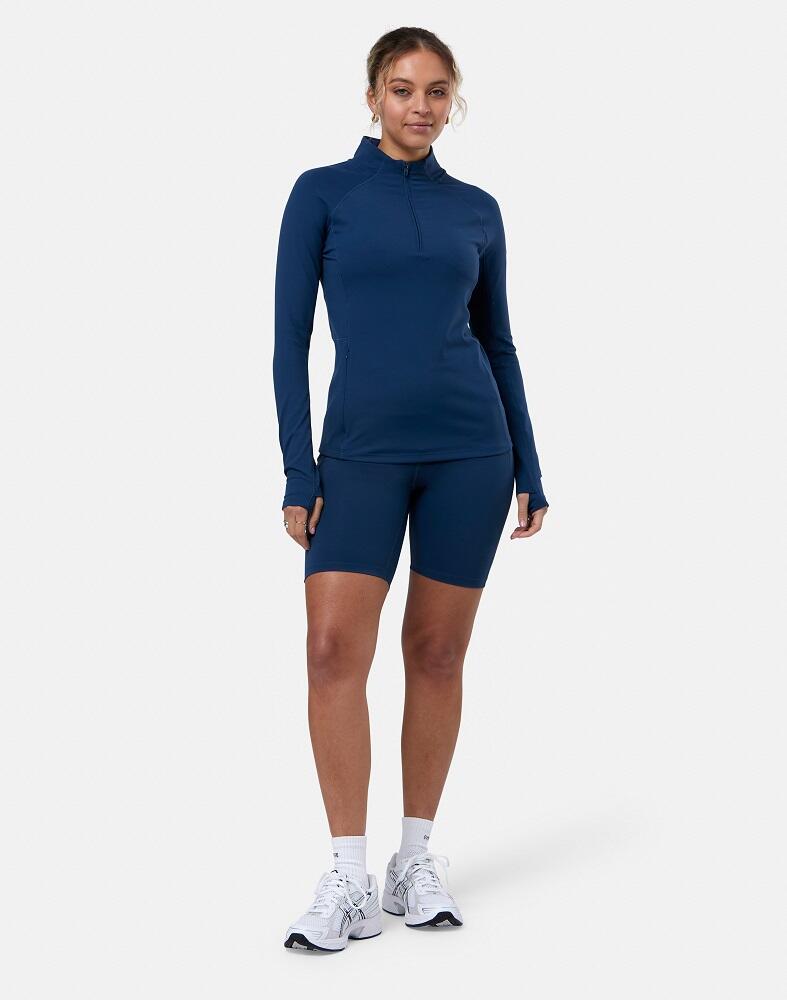 Gym + Coffee Relentless Women's 1/4 Zip Jacket - Petrol Blue 1/4