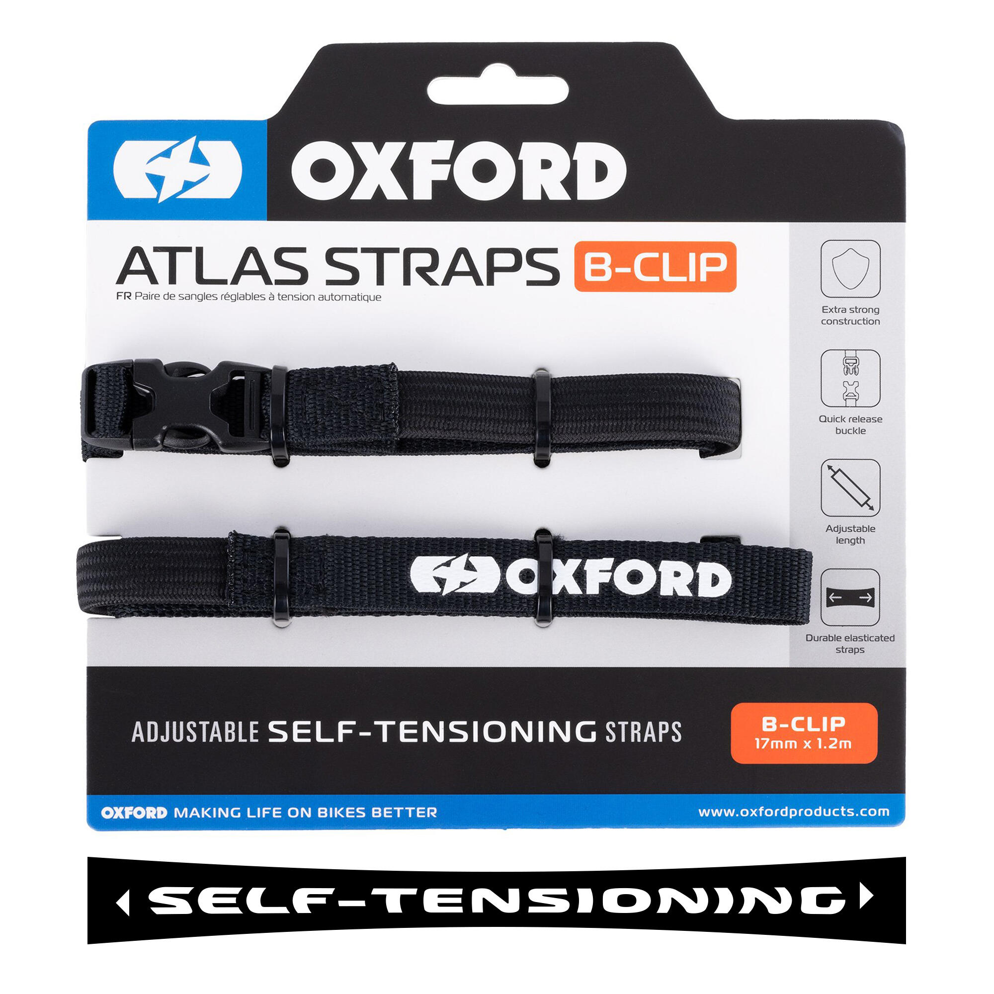 OXFORD Oxford Atlas B-Clip 17mm x 1.2M Black (Pair)