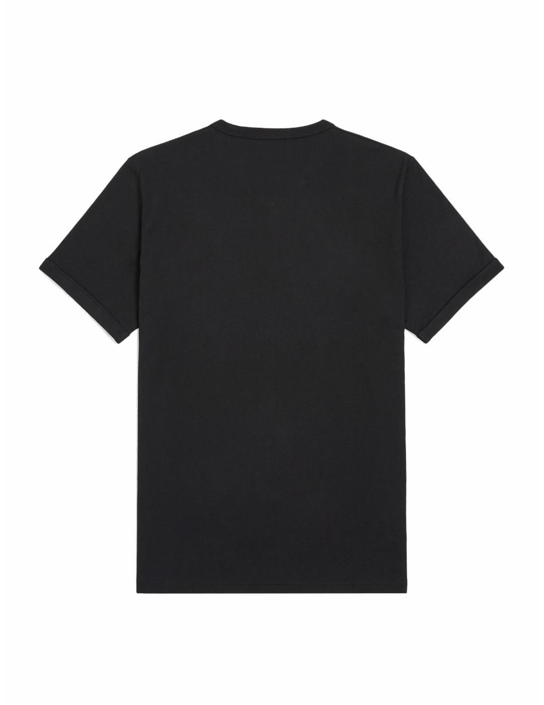 Maglietta da uomo Fred Perry Ringer nera. 5/6