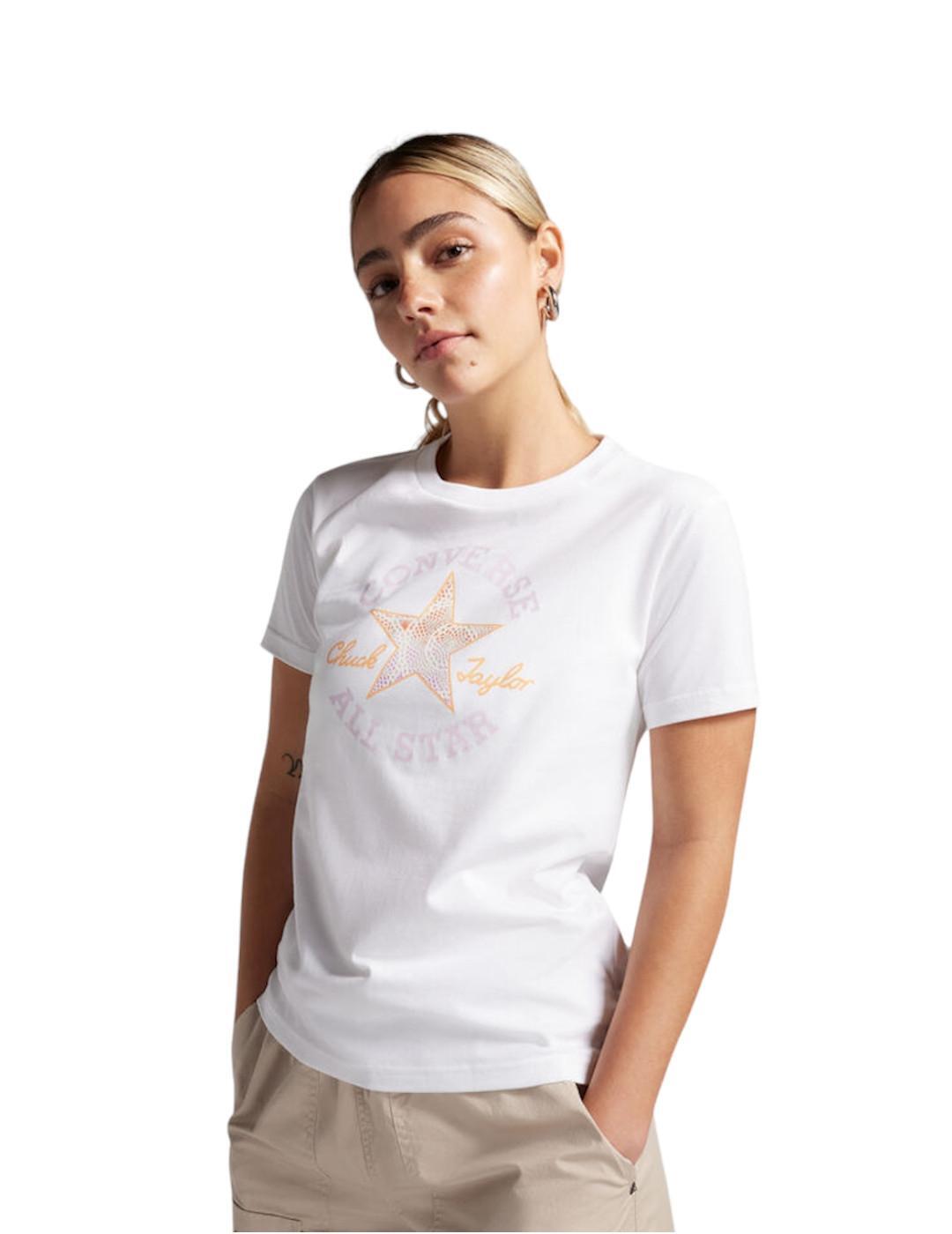 Short sleeve t-shirt for Women Converse chuck patch White 1/5