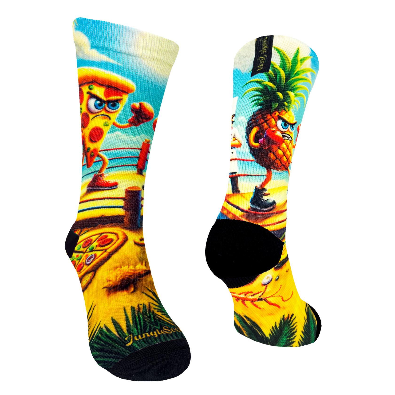 Calcetines Crosstraining Divertidos Hombre Mujer Pizza Piña 1/1