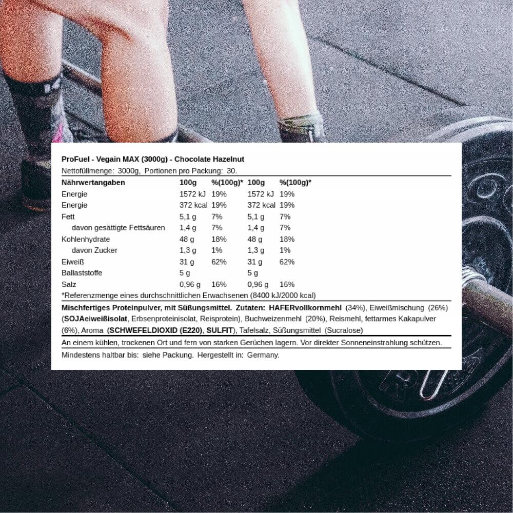 ProFuel Vegain MAX (3000g) Chocolate Hazelnut - Gewichtszunahme - Ohne Kreatin 3/3