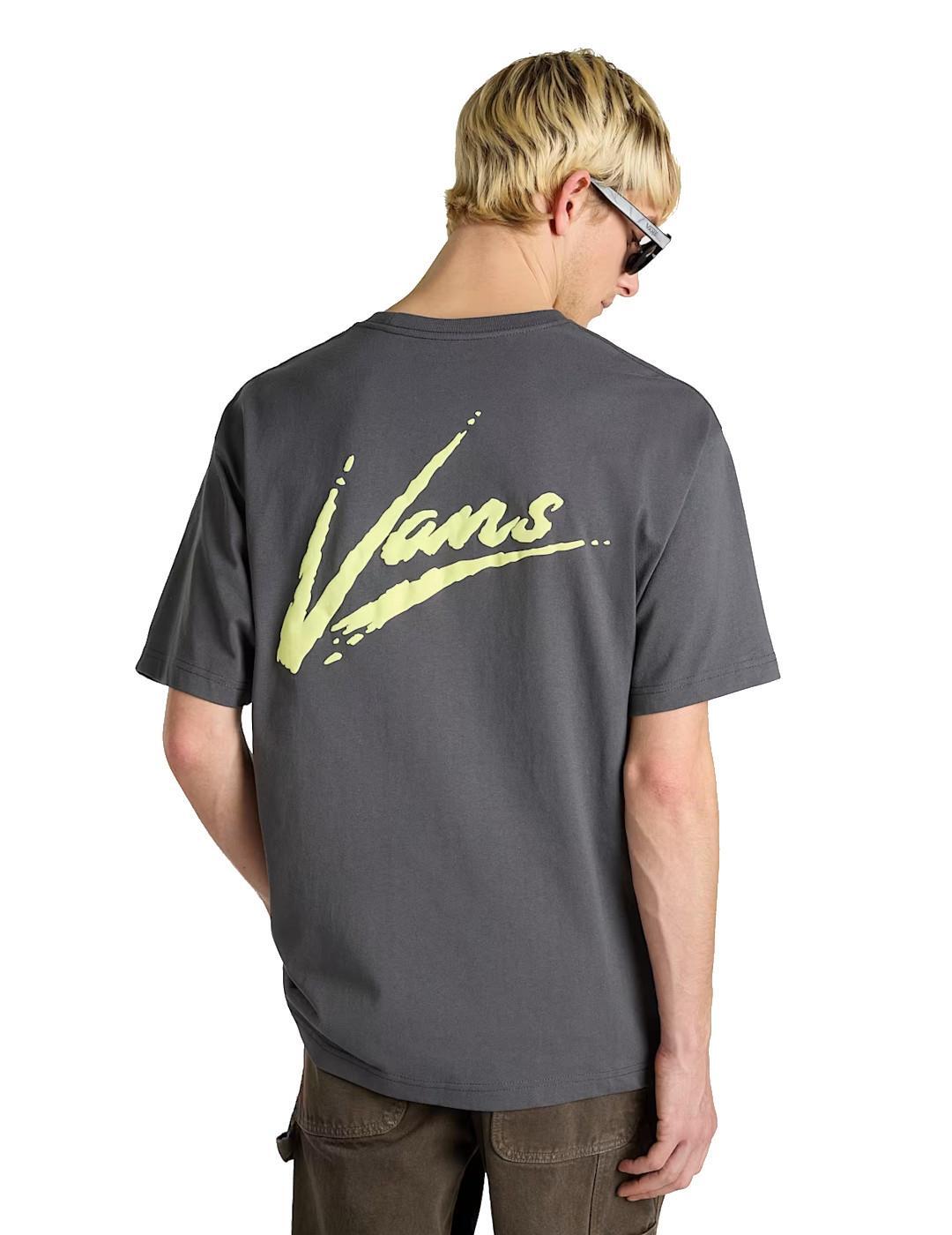 Camiseta para Hombre Vans Brush script Gris 3/4