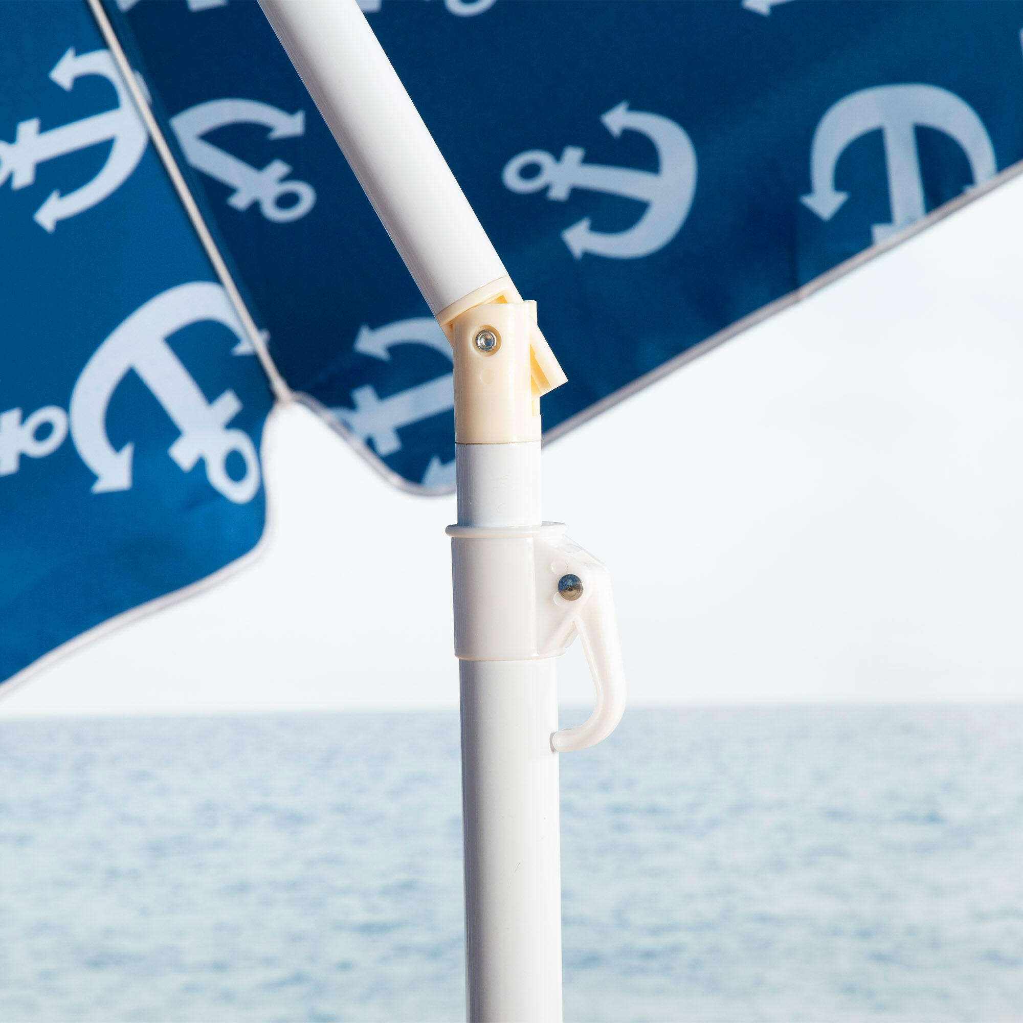 Aktive Parapluie de plage coupe-vent 8 tiges 220 cm bleu avec impression d'ancre 7/7