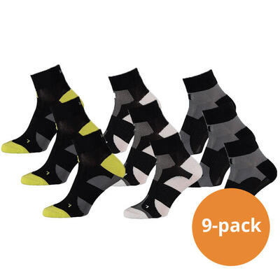 Xtreme fietssokken quarter 9-pack multi black