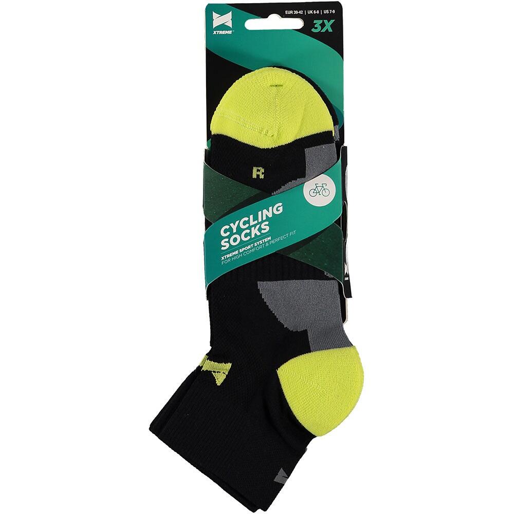 Calcetines ciclismo caño corto XTREME multi negro 3-PACK 3/7