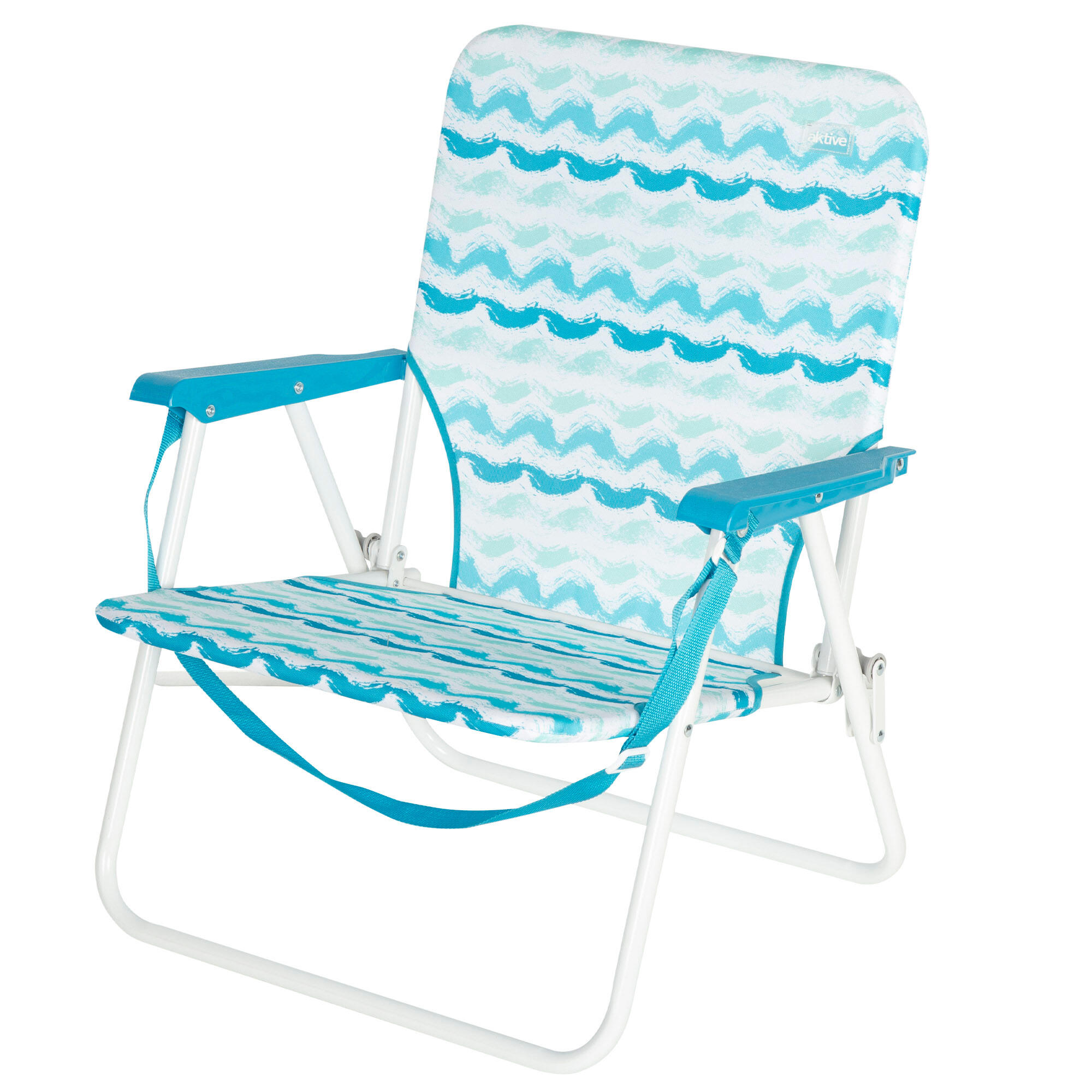 AKTIVE Aktive Cadeira de praia dobrável com encosto baixo e bolso para as costas