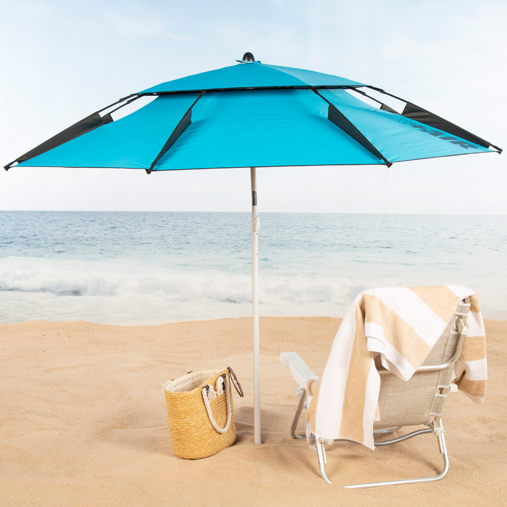 Parasol de plage coupe-vent avec protection UV50, 8 baleines, 200 cm 2/7