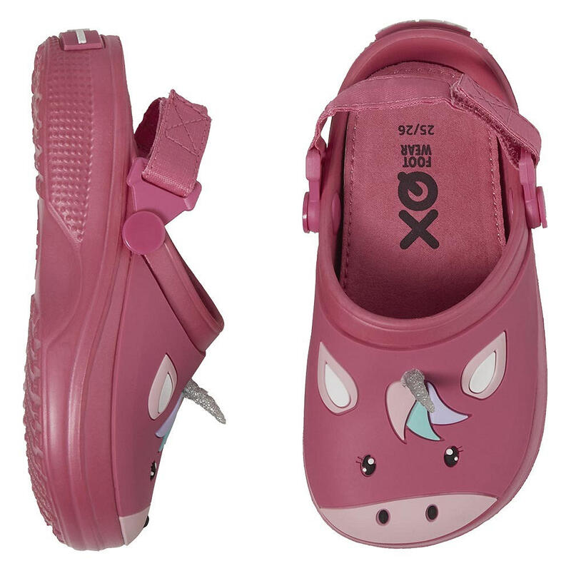 XQ | Sabots de jardin enfant | Licorne | Rose | Taille 27/28 | Chaussures de