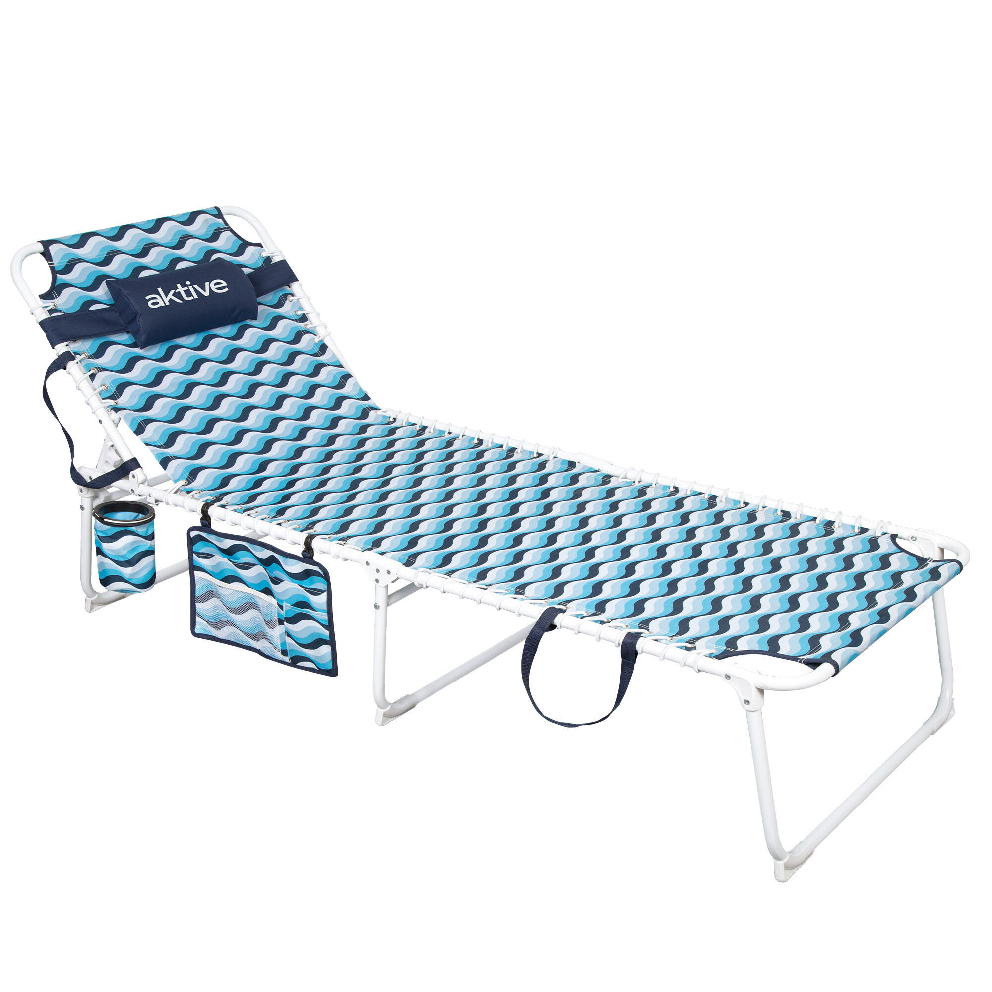 Aktive espreguiçadeira de praia multiposições 200x70x88 cm azul