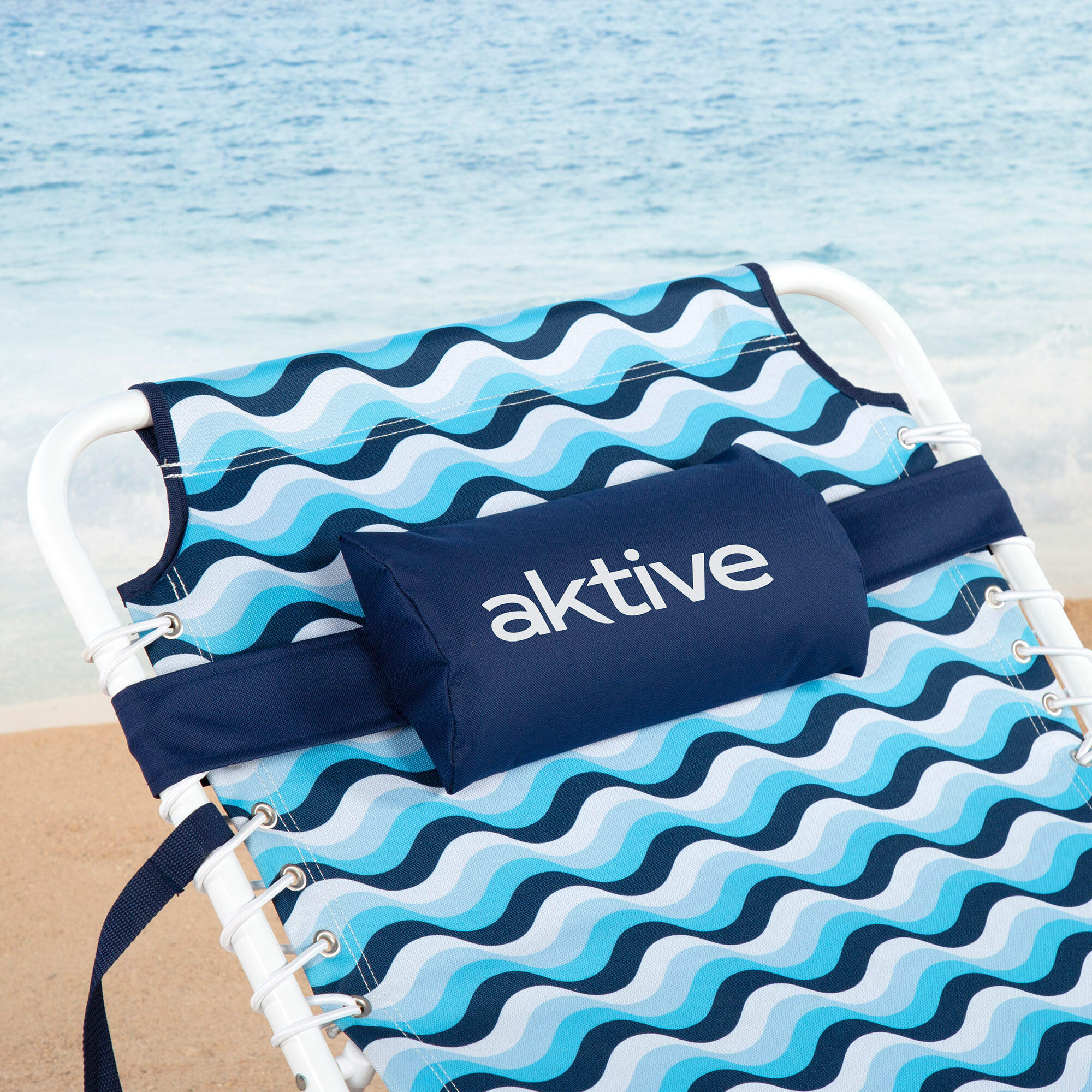 Aktive Lettino da spiaggia multiposizione 200x70x88 cm blu 7/7