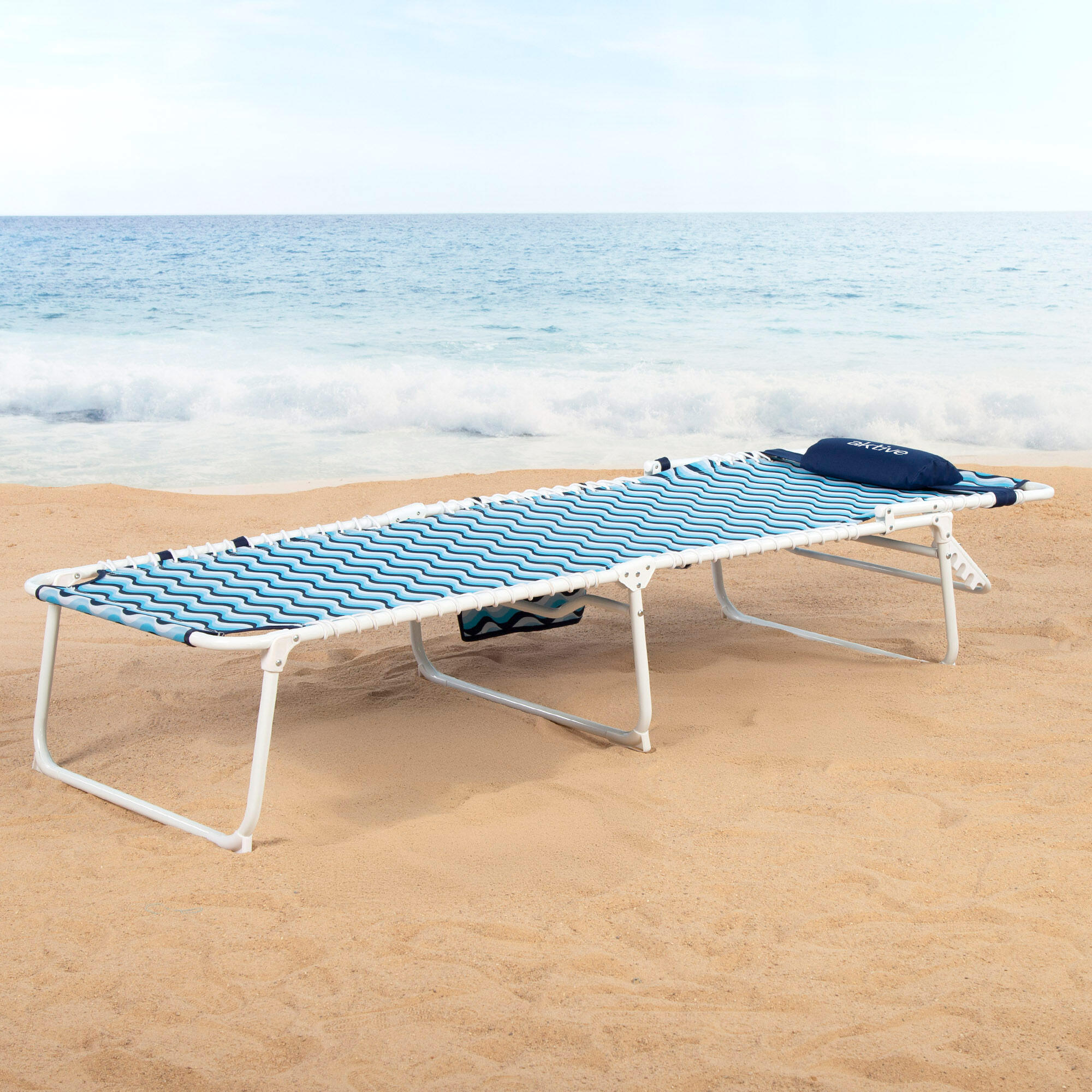 Aktive Lettino da spiaggia multiposizione 200x70x88 cm blu 3/7