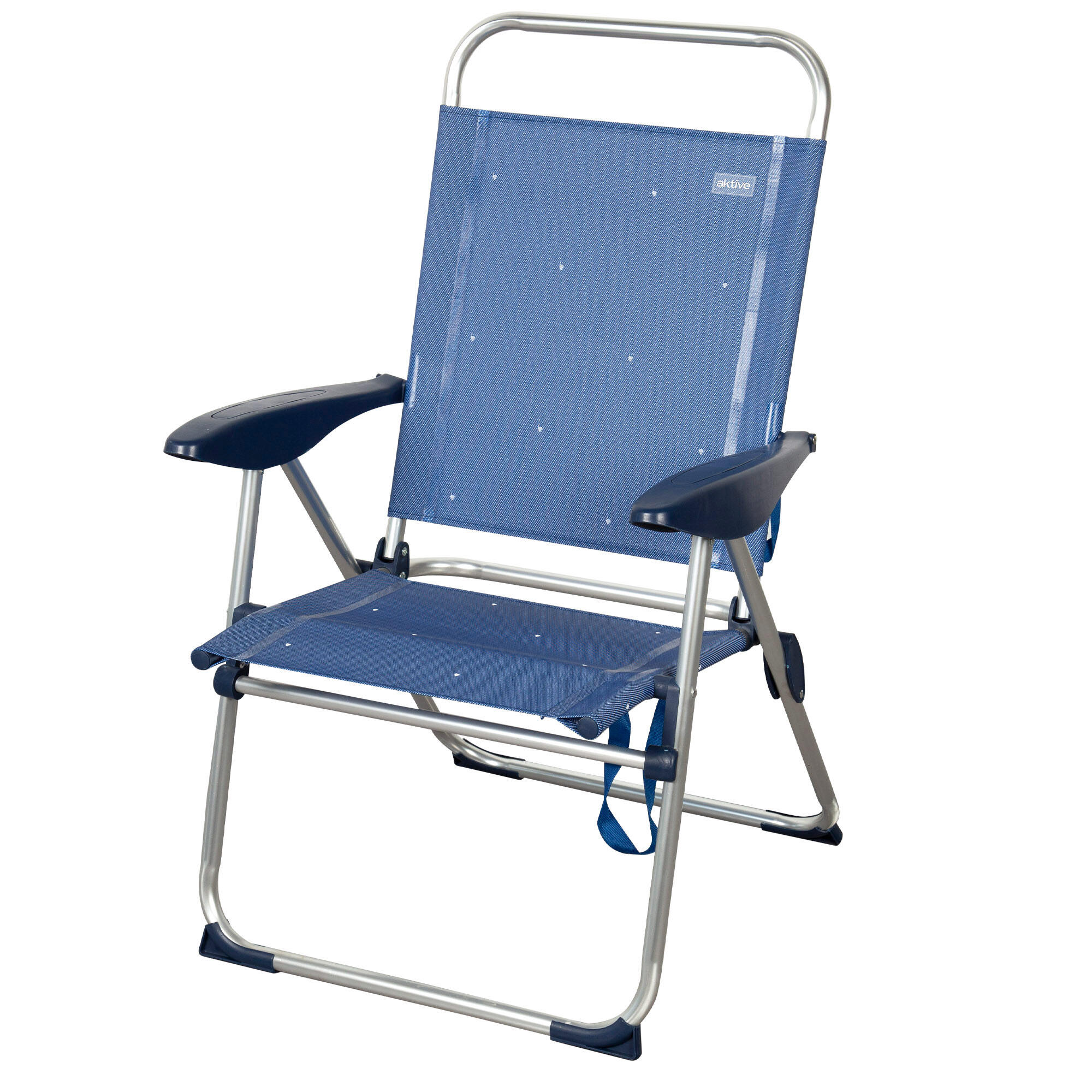 AKTIVE Aktive Cadeira de praia dobrável 48x60x100 cm 4 posições azul