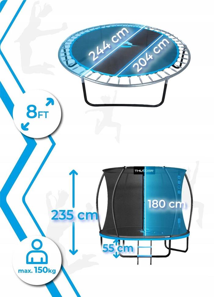 Trampolina ogrodowa do skakania Thunder Inside Ultra 8FT BLUE