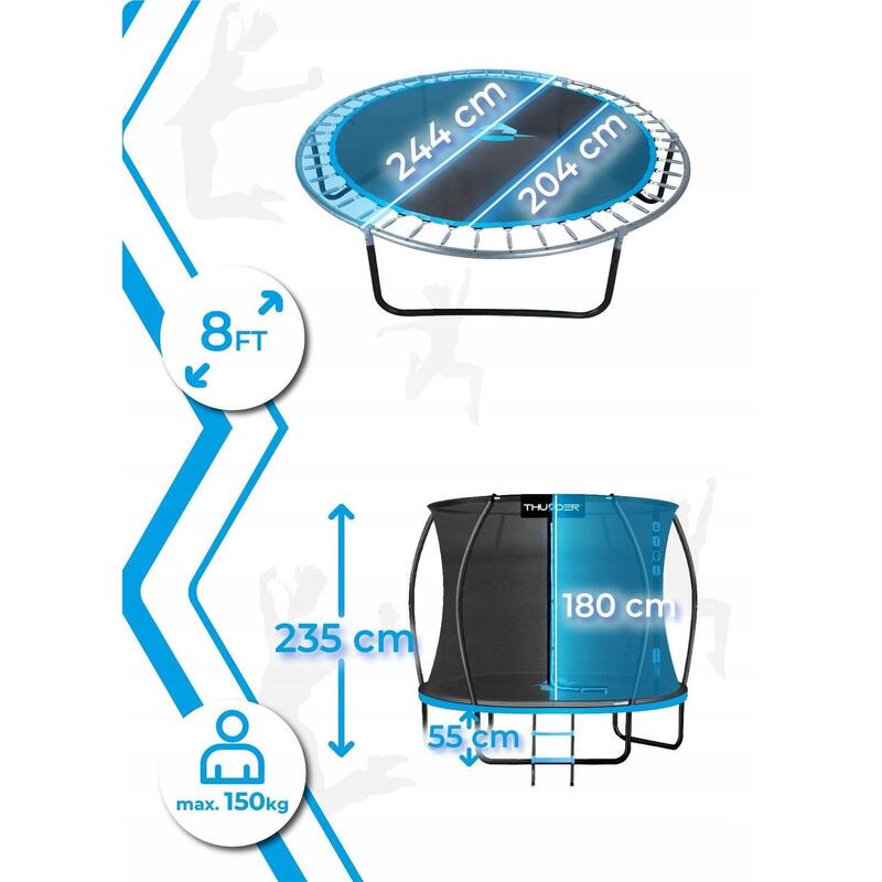 Trampolina ogrodowa do skakania Thunder Inside Ultra 8FT BLUE