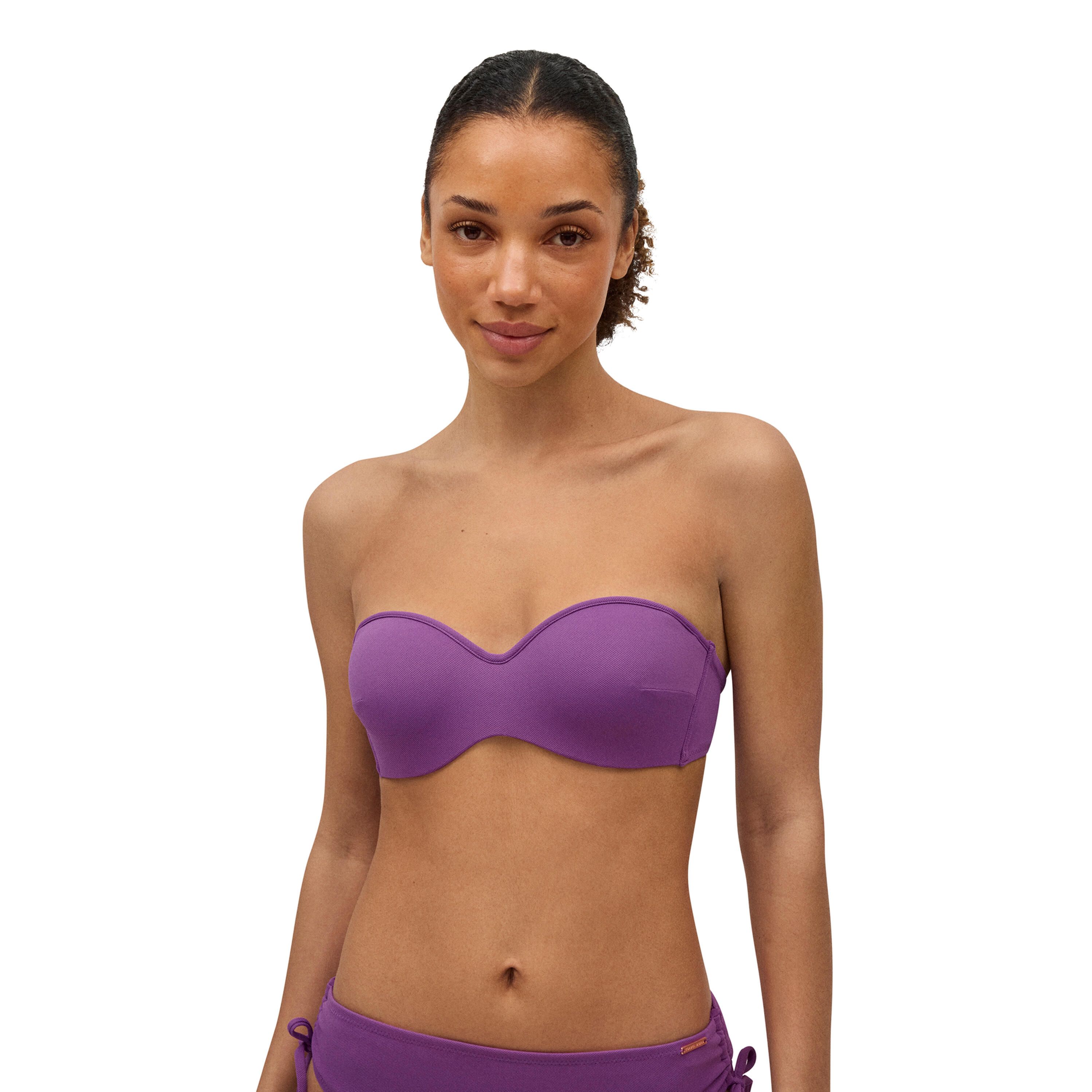 YSABEL MORA Top bikini bandeau micropiqué violeta copas B y C