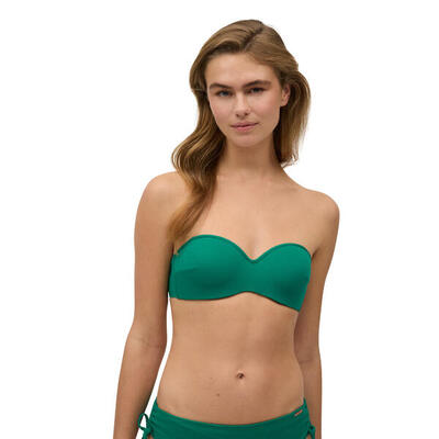 Top bikini bandeau micropiqué verde copas B y C