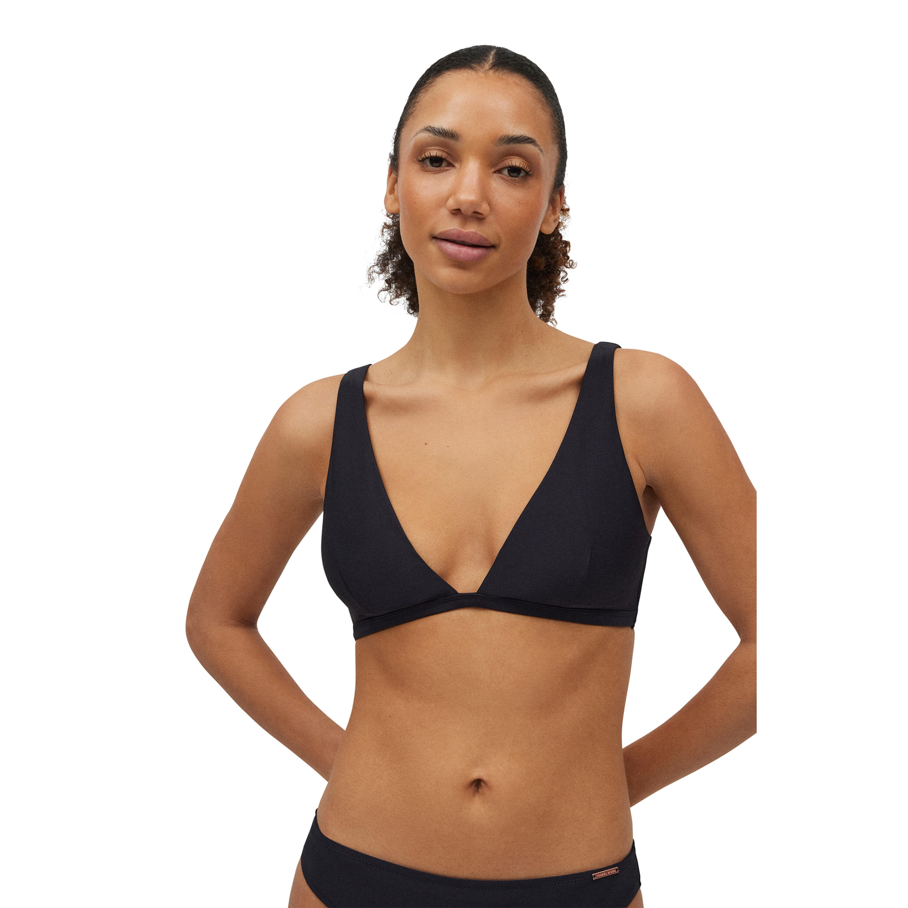 YSABEL MORA Top bikini triángulo negro copa B