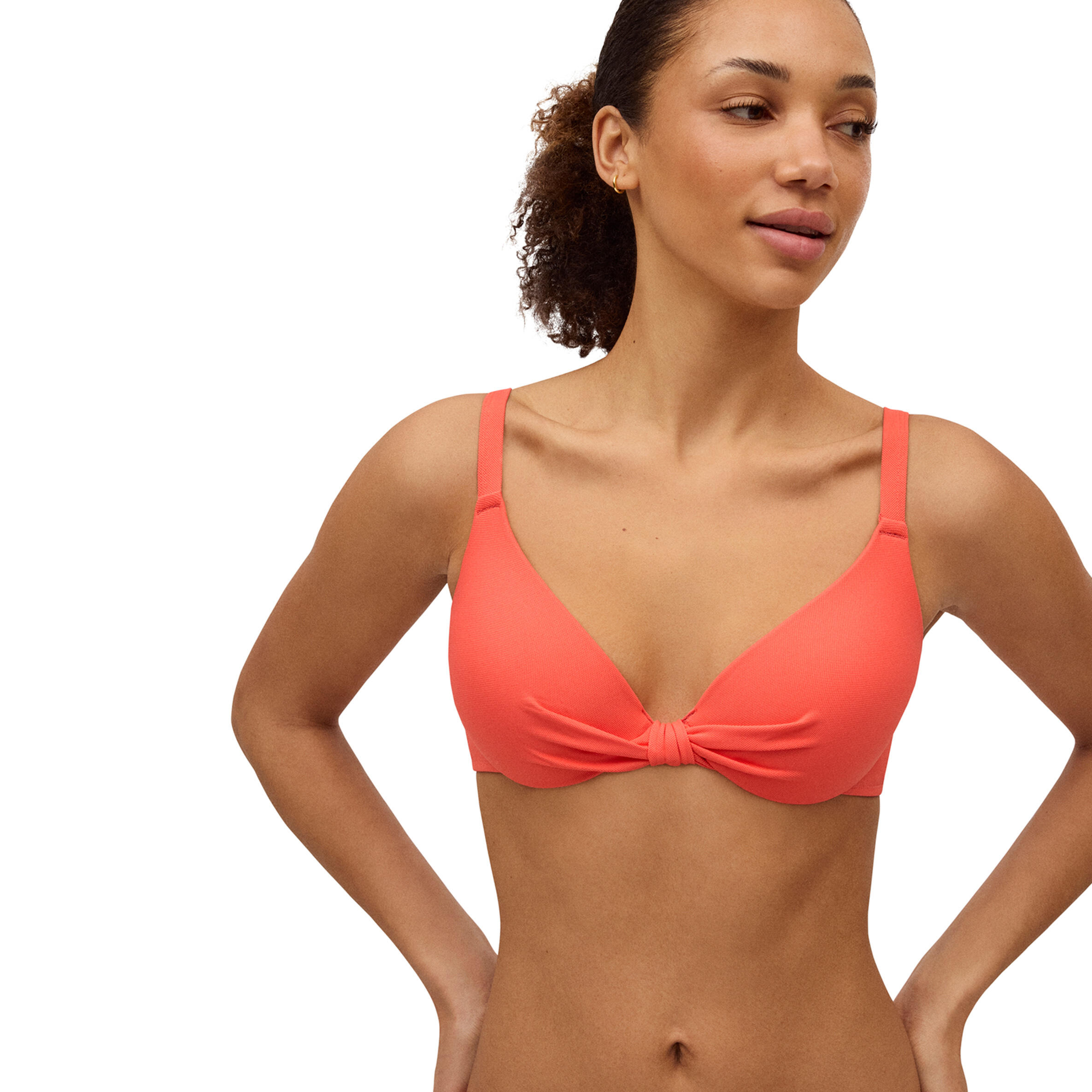 YSABEL MORA Top bikini aro clásico micropiqué coral copa B