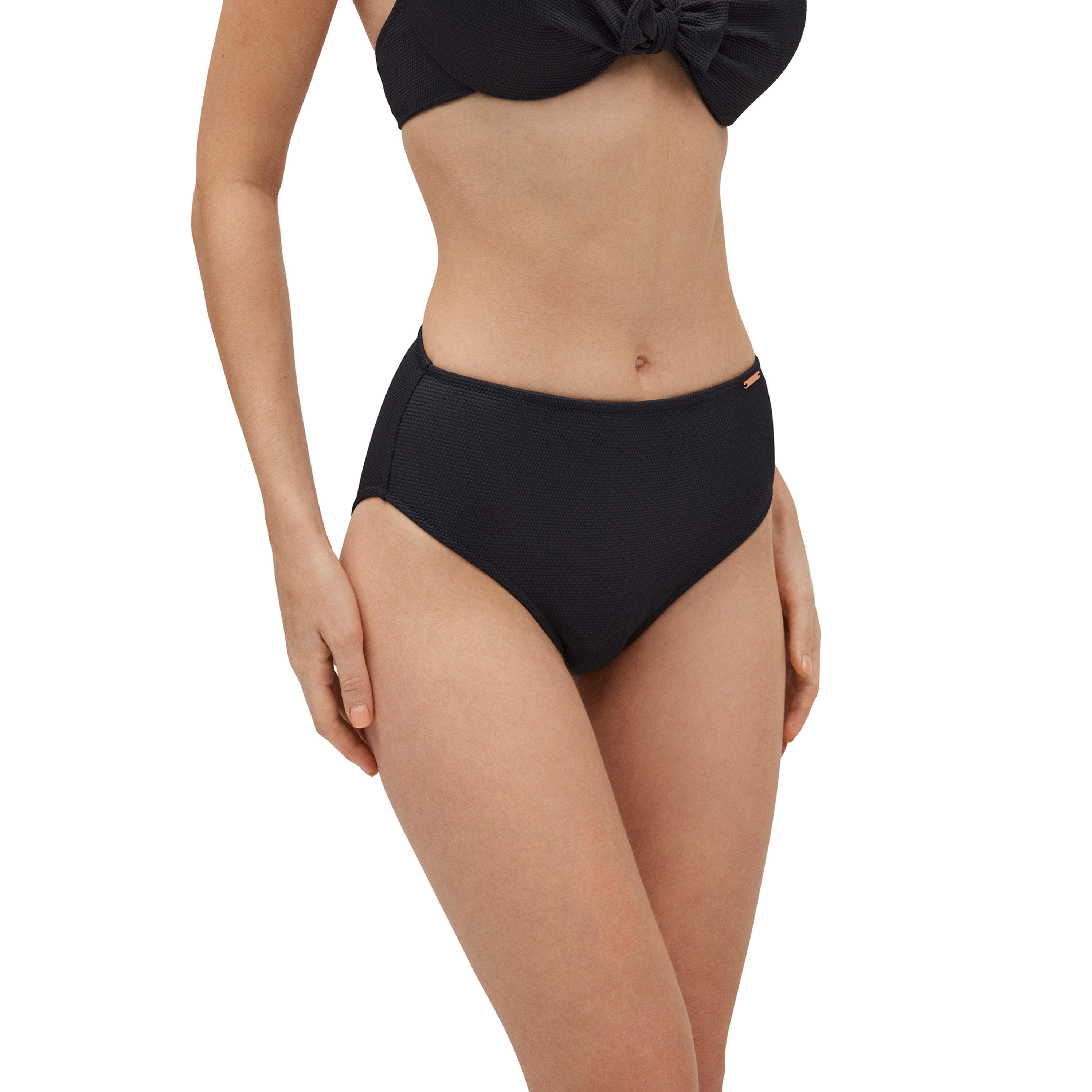YSABEL MORA Braga bikini moldeadora alta piqué negro