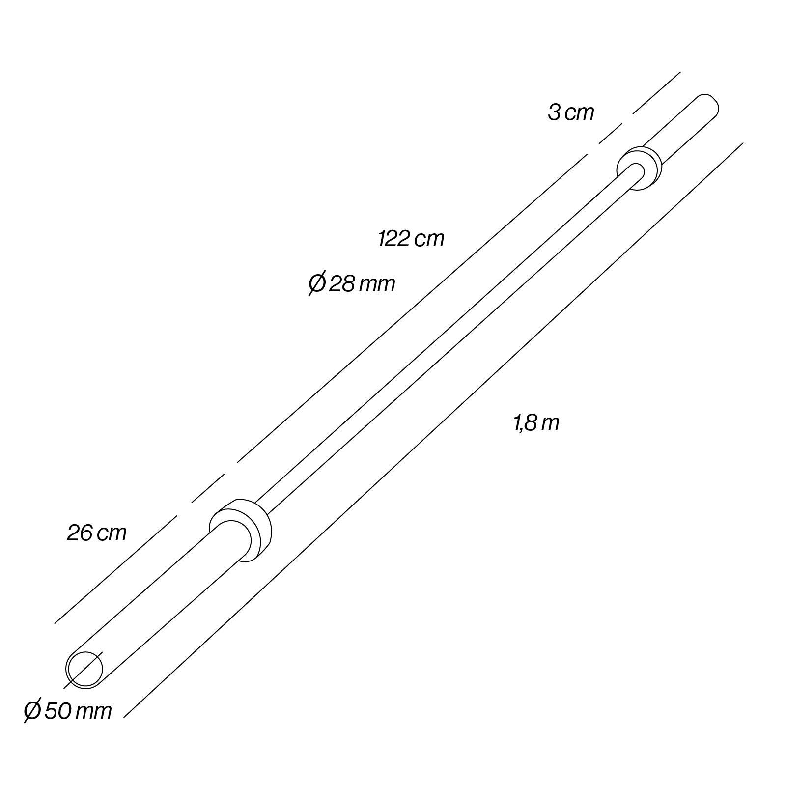 Barre Olympique 1,8m * 50mm 4 Roulements Fitness Tech 6/6