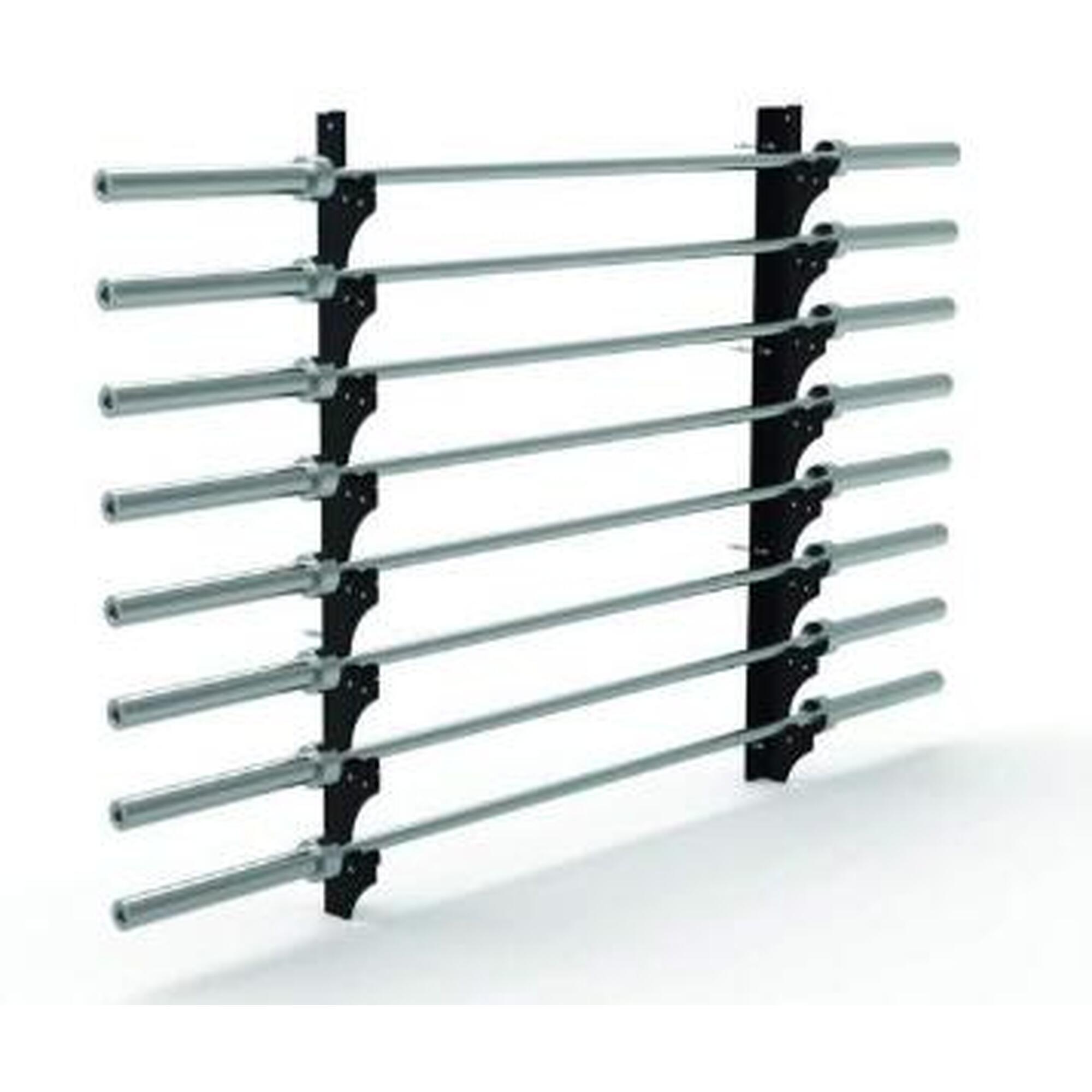 Rack Mural pour 8 Barres Olympiques Fitness Tech